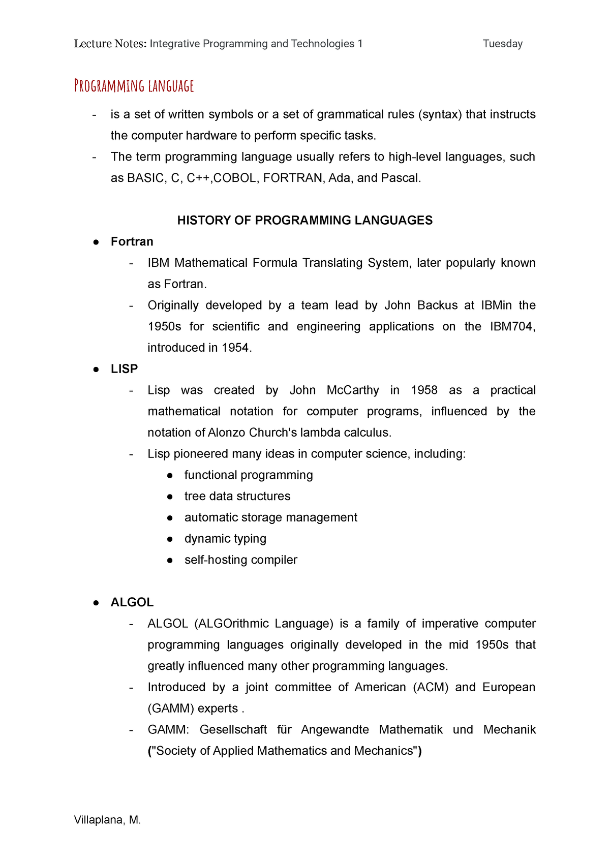 Overview Of Programming Languages - Week2(Lecture Notes) - Programming ...