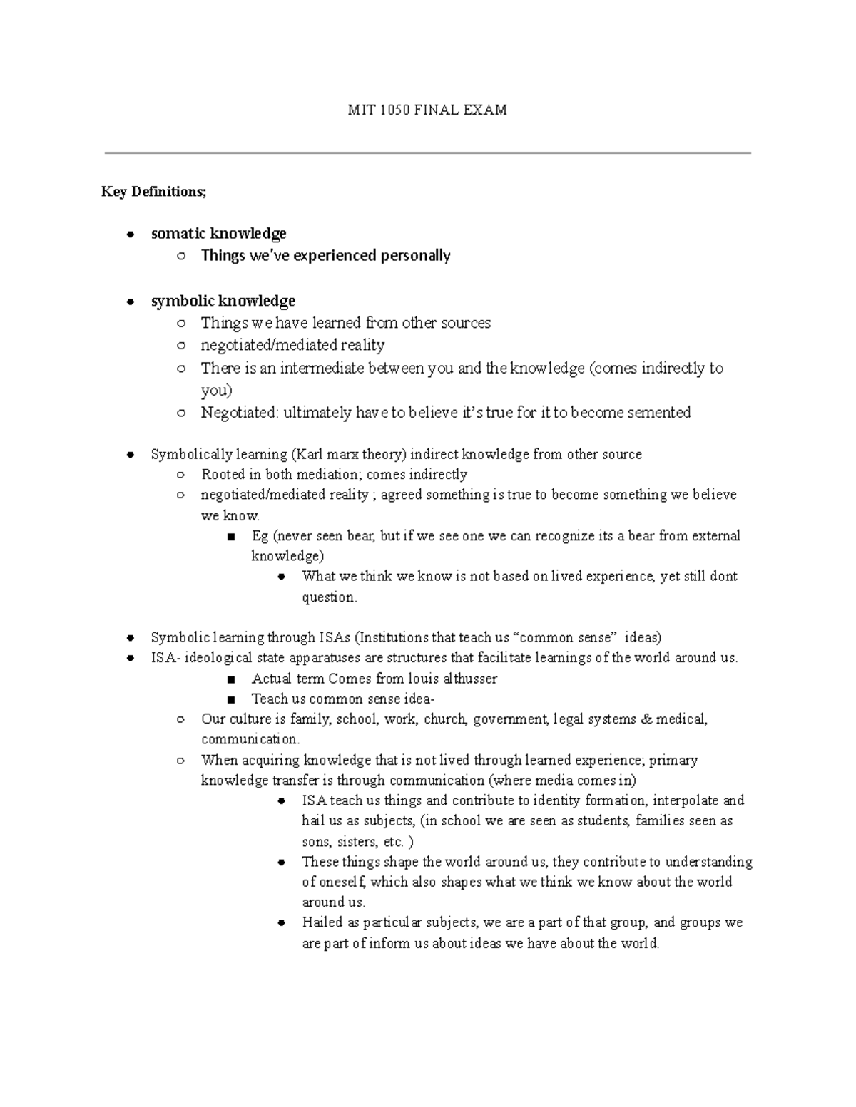 MIT 1050 Final EXAM - These are full year notes - Studocu