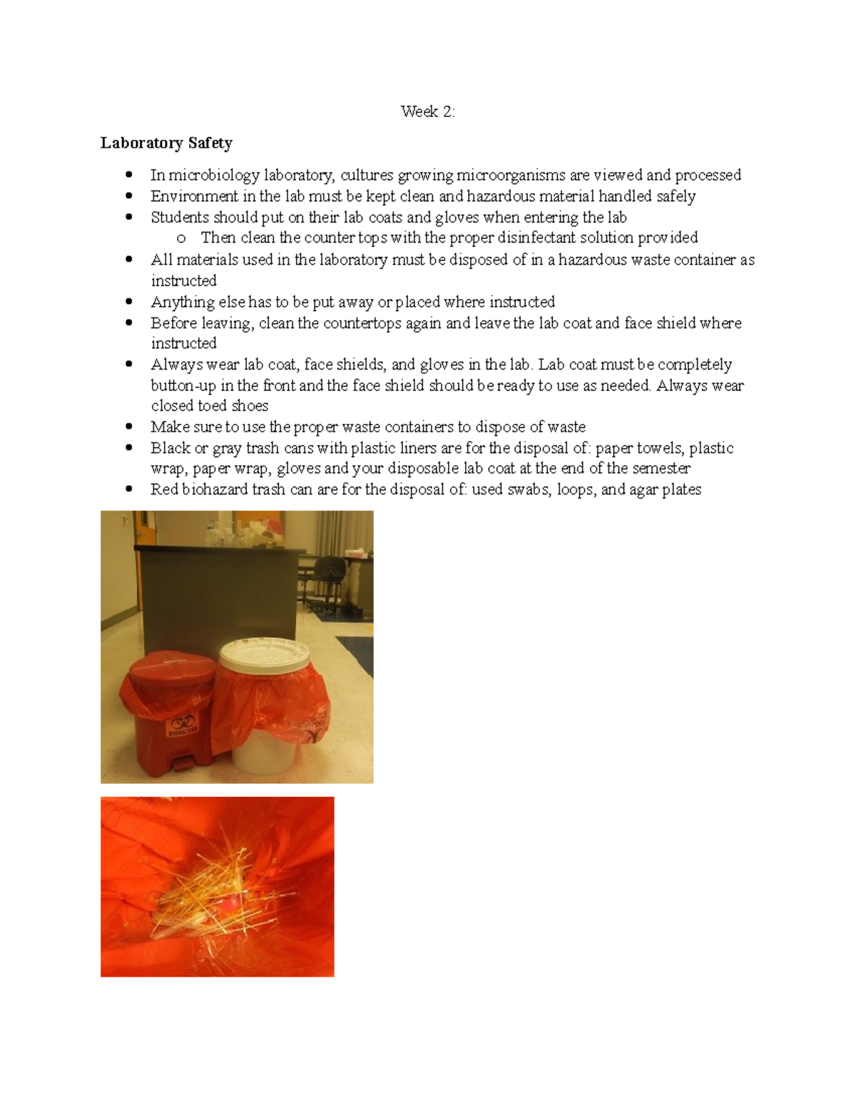 Clinical Lab Notes Week 2 Laboratory Safety In microbiology