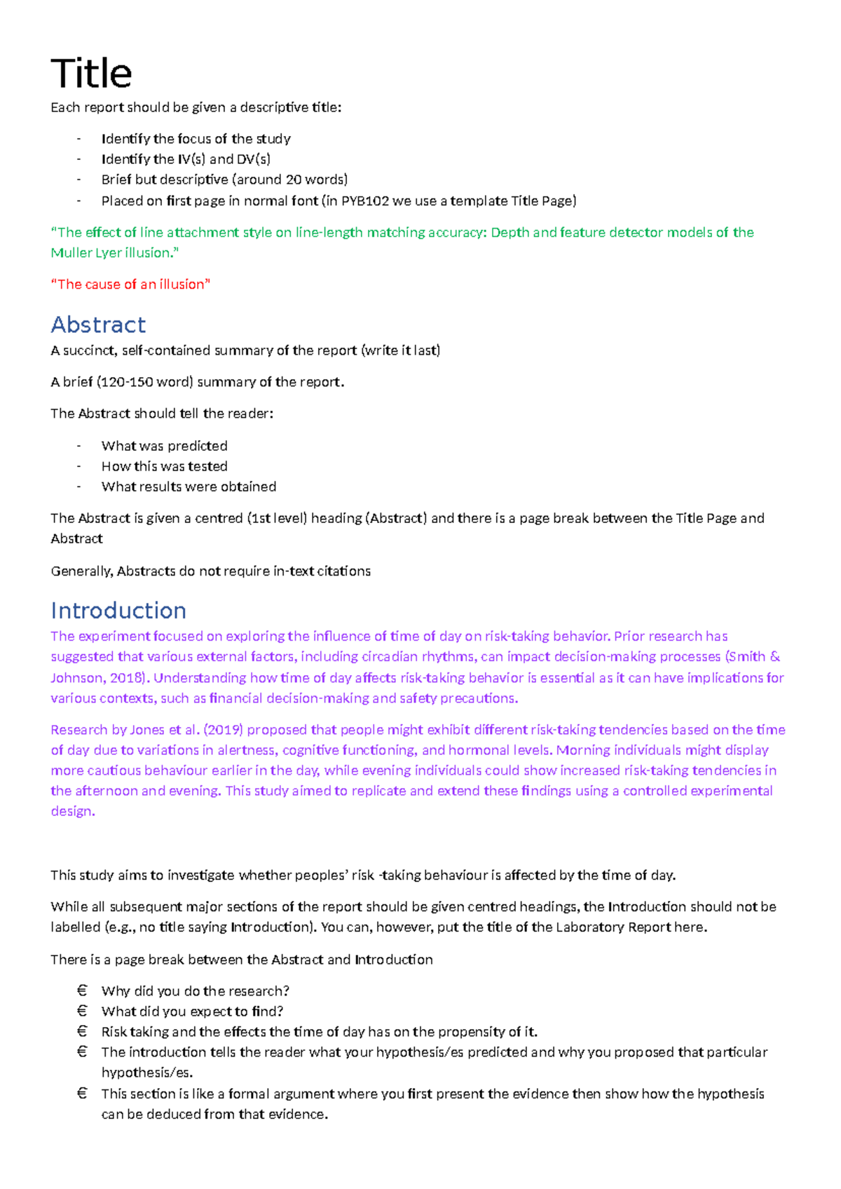 Checklist FOR PYB210 Assignement - Title Each report should be given a ...