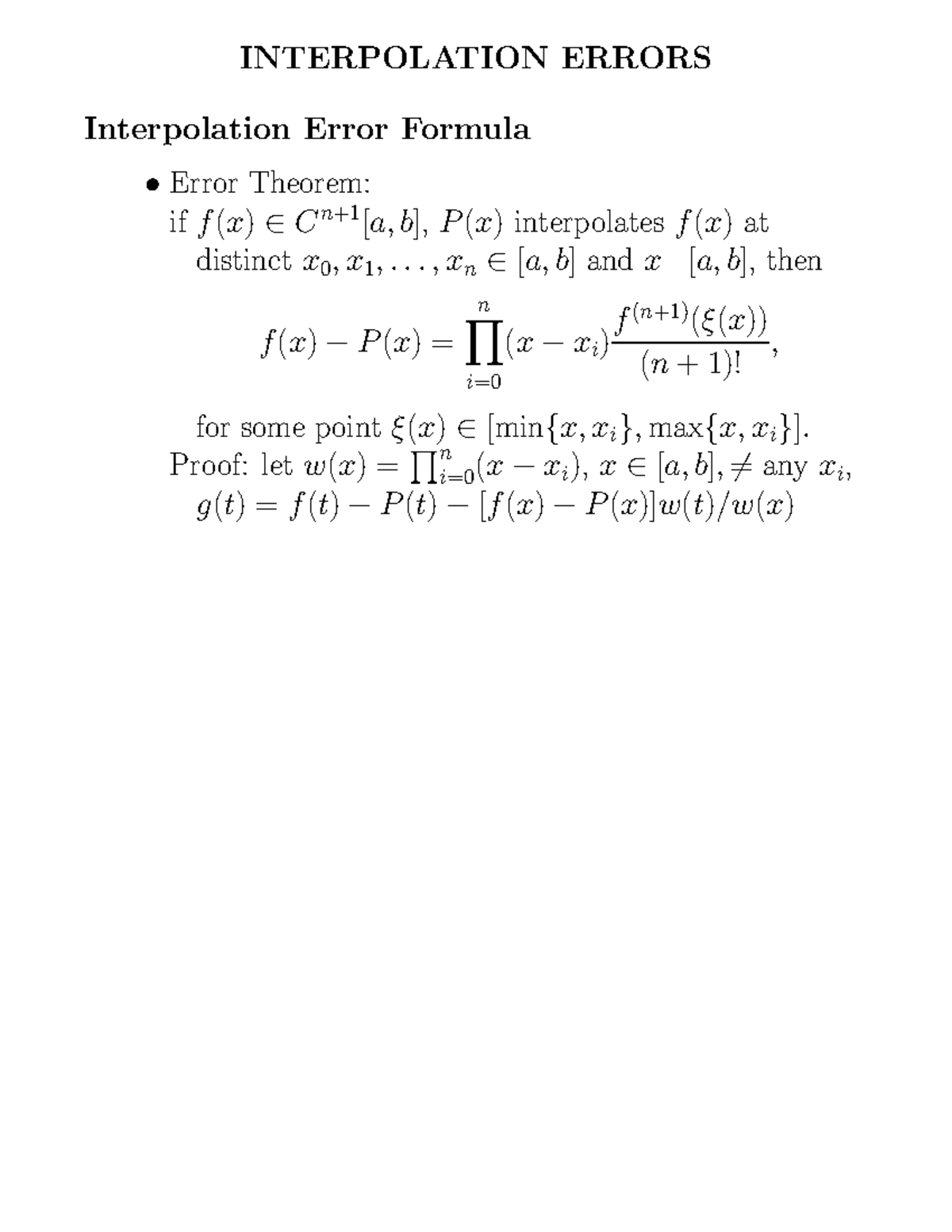 Lecture Notes Lecture 3 Interpolation Errors Studocu