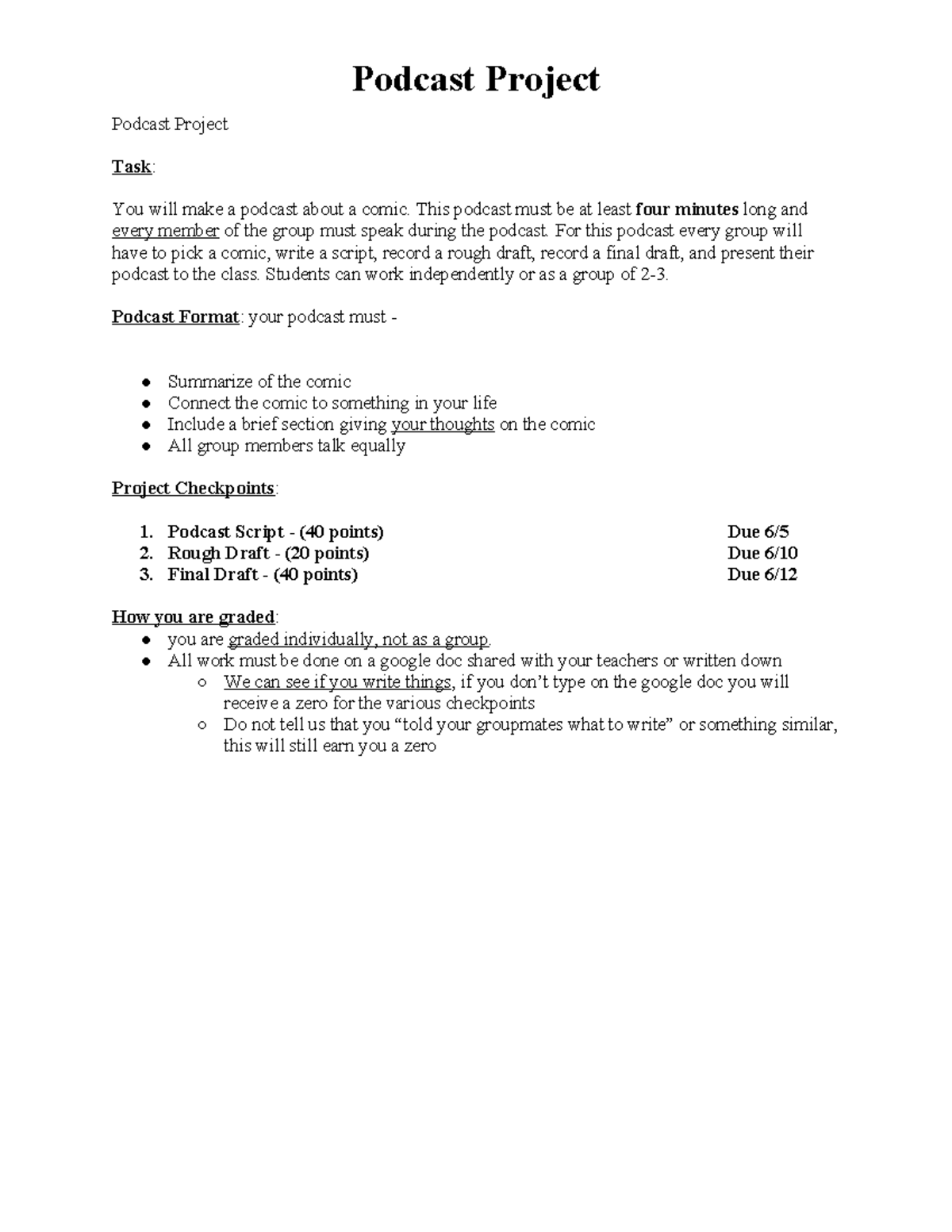 Podcast Project - assignment suppliment - ####### Podcast Project ...