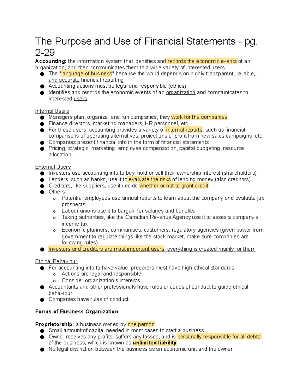 EXAM 1 Notes MOS 1023 - Textbook - The Purpose and Use of Financial ...