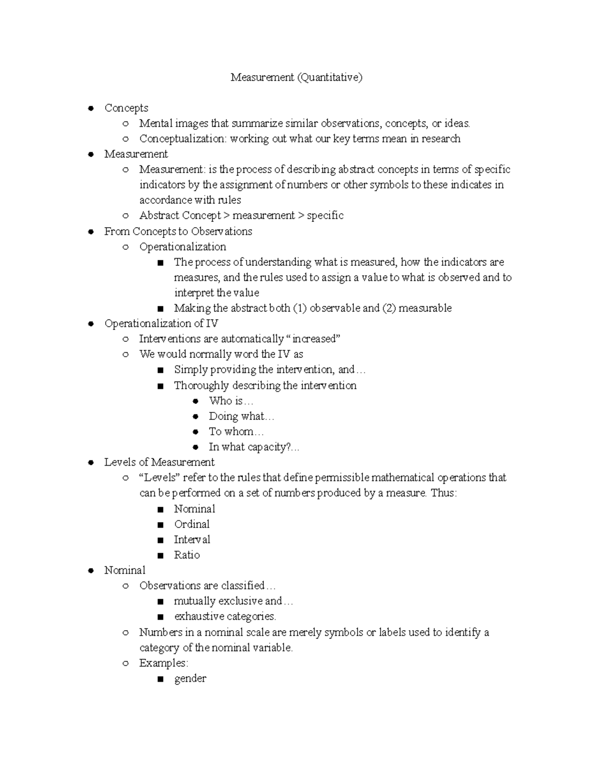 Measurement Quantitative - Measurement (Quantitative) Concepts Mental ...