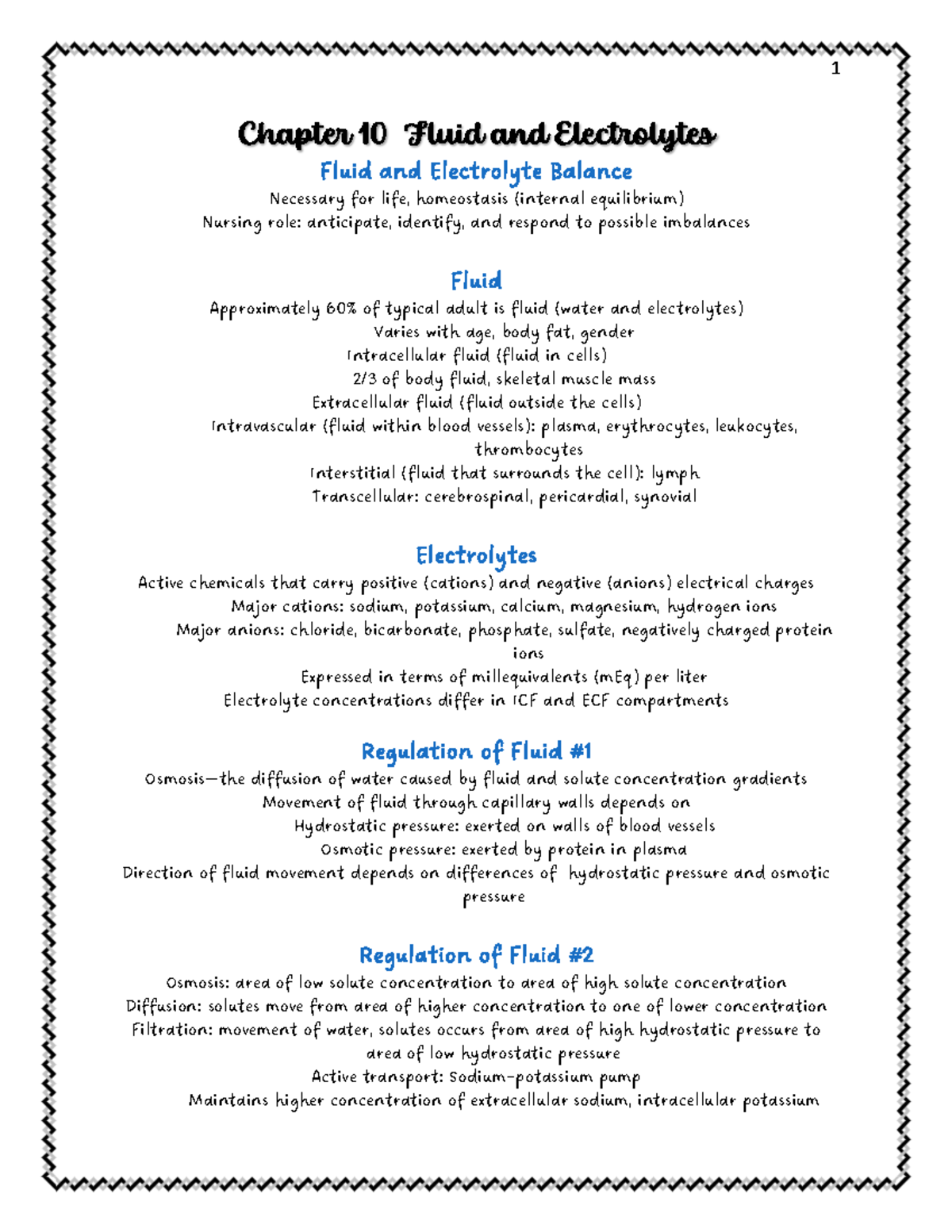 Chapter 10 Fluid and Electrolytes Chapter 10 Fluid and Electrolytes