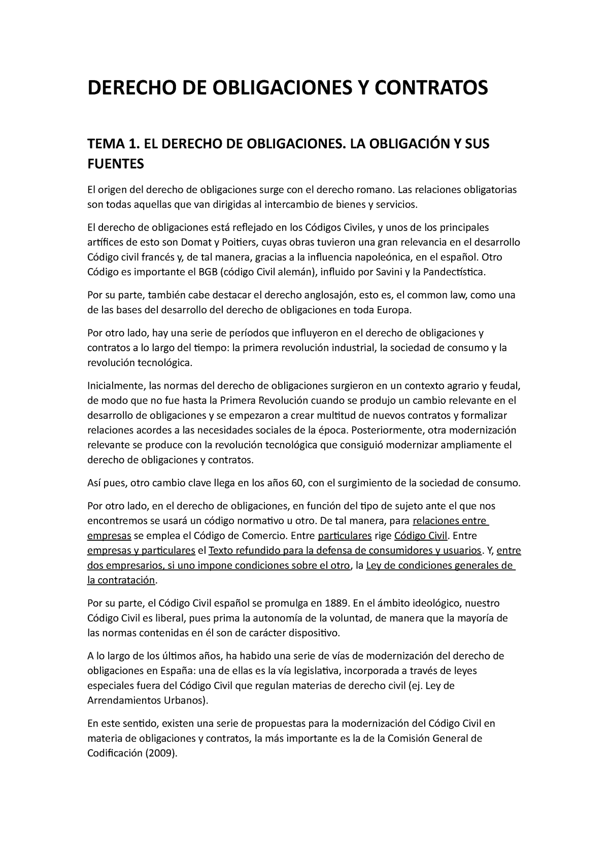 Derecho De Obligaciones Y Contratos T Derecho De Obligaciones Y Contratos Tema 1 El Derecho 8666