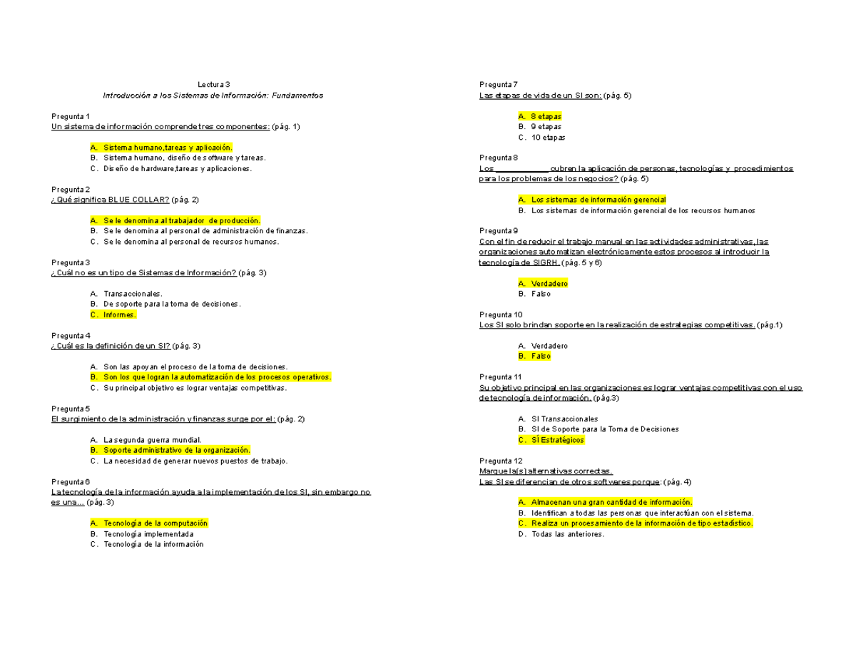 Tarea 1 Completa - Lectura 3 Introducción A Los Sistemas De Información ...