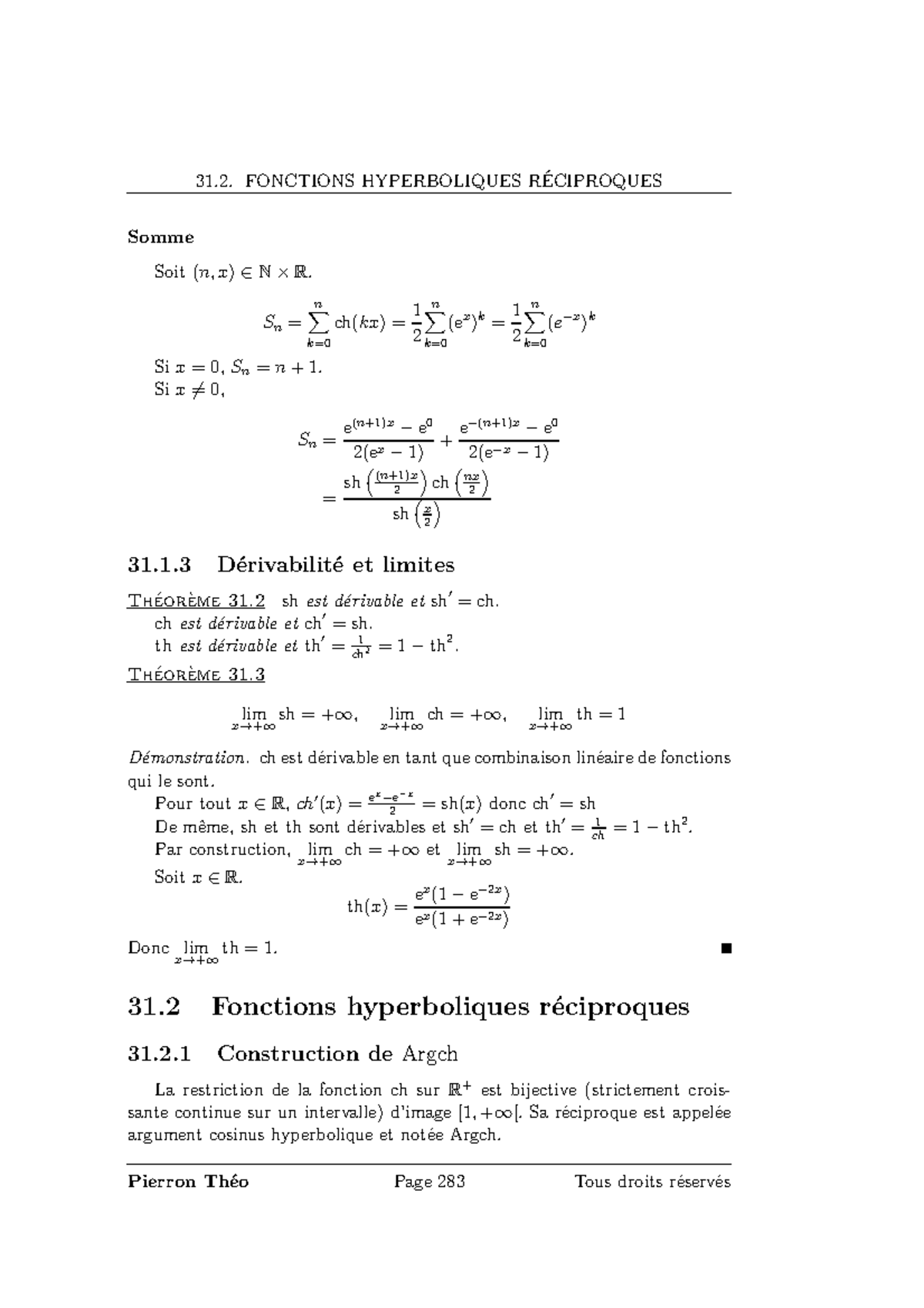 Fonctions Hyperboliques Cours Pdf – ANPBO