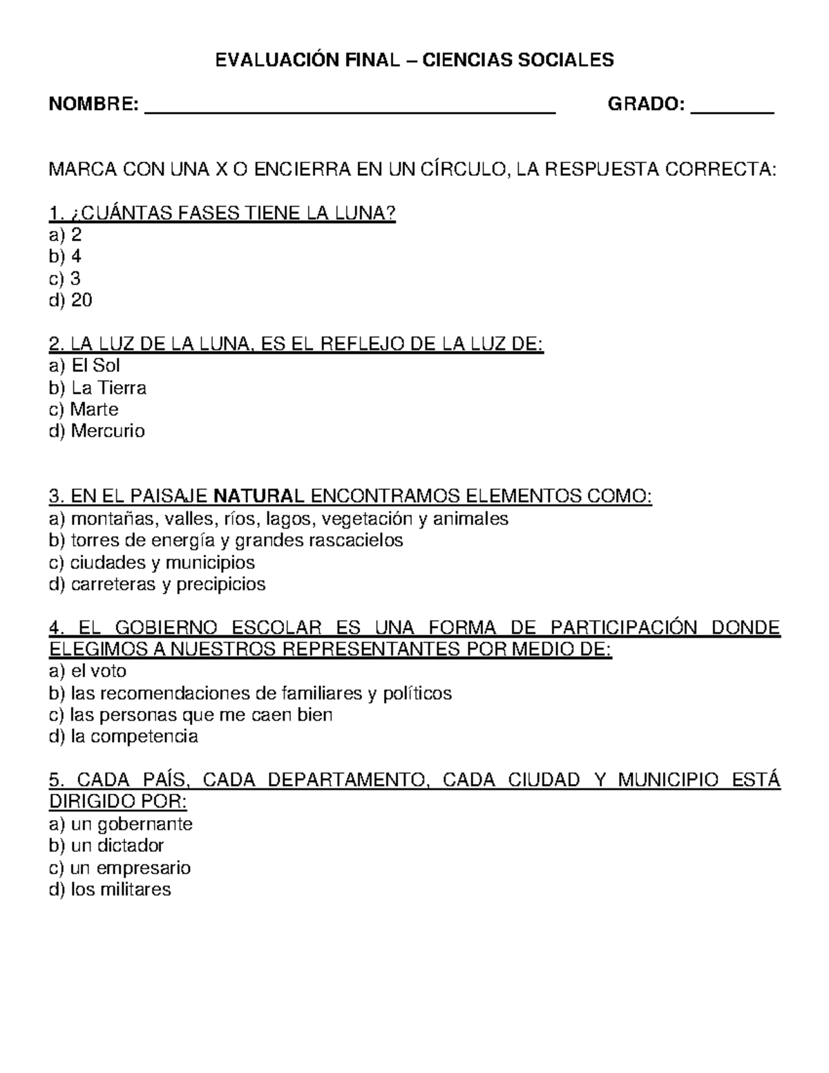 Evaluación Final Ciencias Sociales 3ro - EVALUACIÓN FINAL – CIENCIAS ...