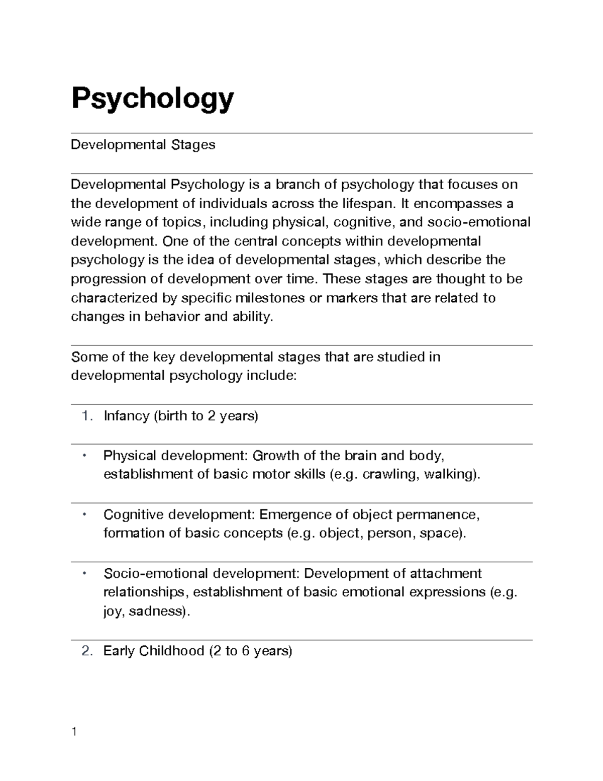 Developmental Stages - Psychology Developmental Stages Developmental ...