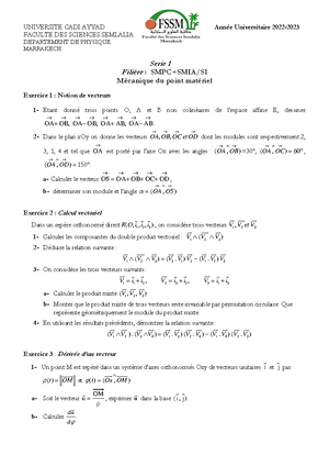 Serie 2 21 22 - Module de physique - M´ecanique du Point Mat´eriel Fili ...