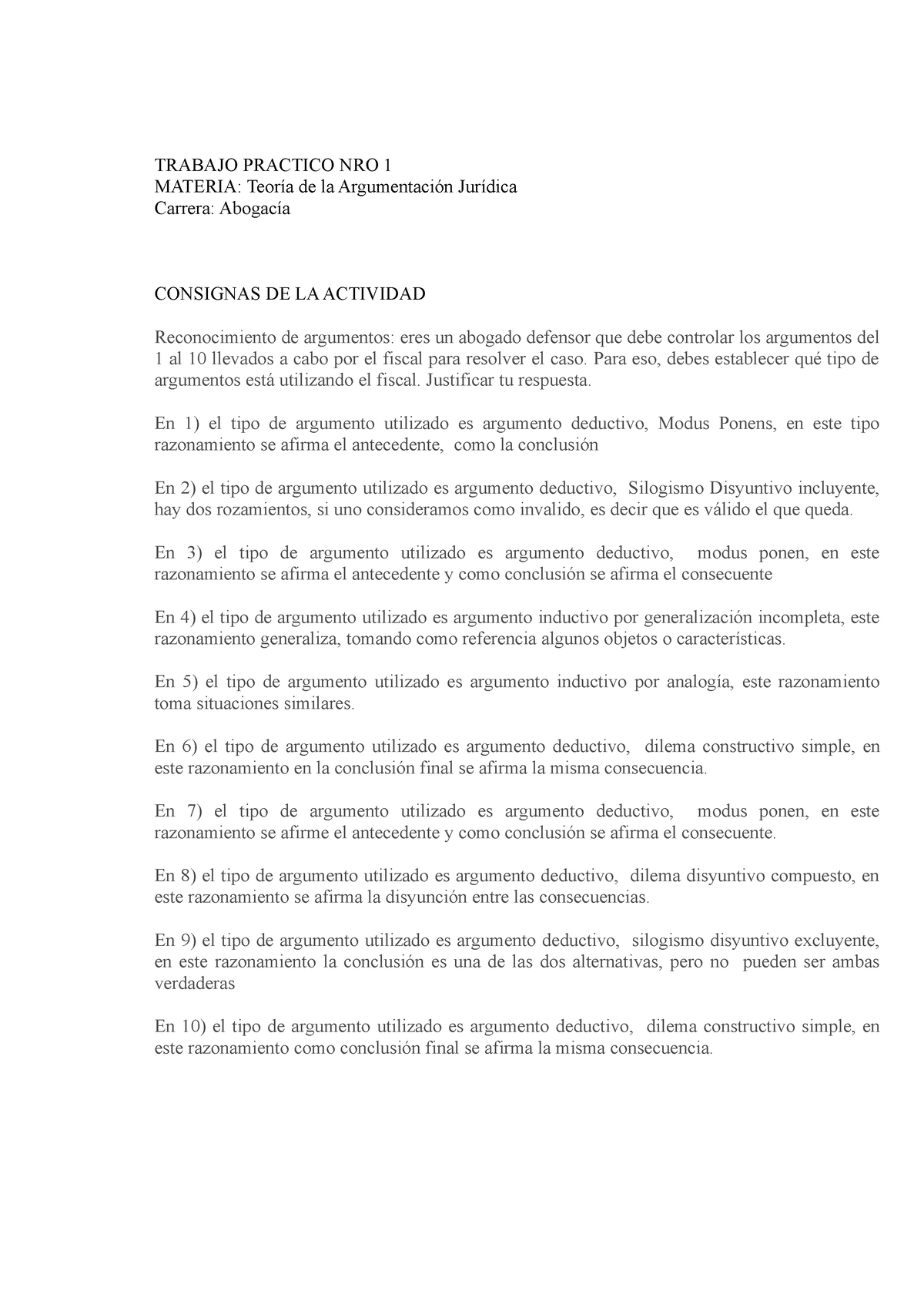 Trabajo Practico Nro 1 Trabajo Practico Nro 1 Materia Teoría De La Argumentación Jurídica 1225