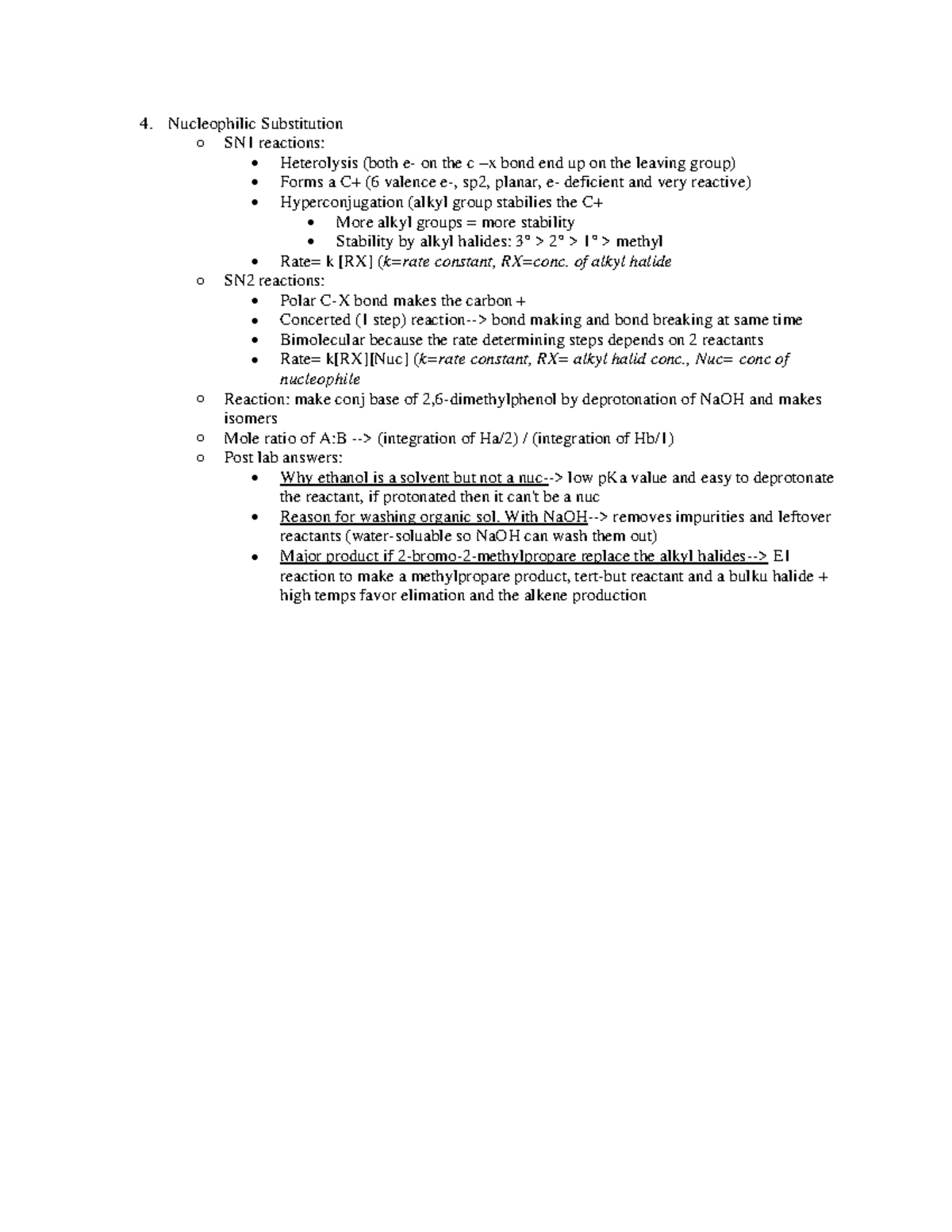 Nucleophilic Substitution lab notes - 4. Nucleophilic Substitution o ...