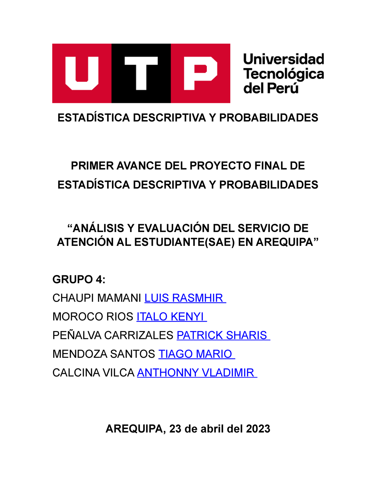 Estadística Descriptiva Y Probabilidades Trabajo Final Adelanto ...