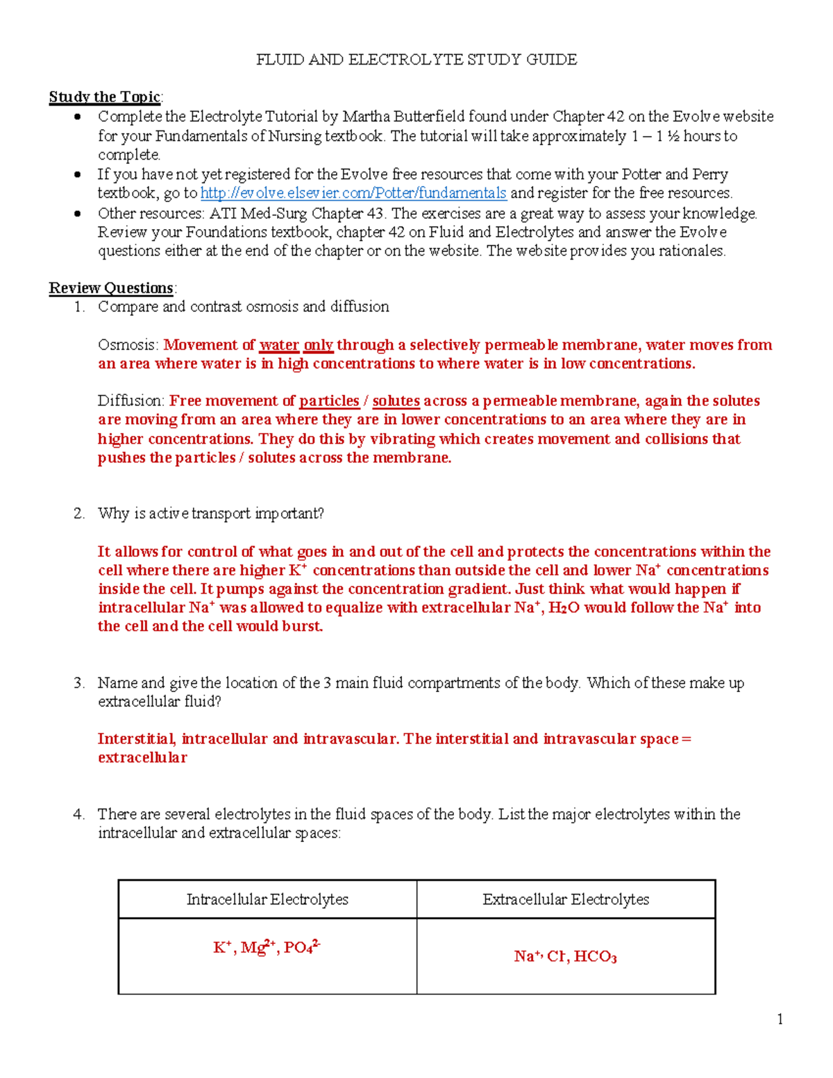 Fluids And Electrolytes - FLUID AND ELECTROLYTE STUDY GUIDE Study The ...