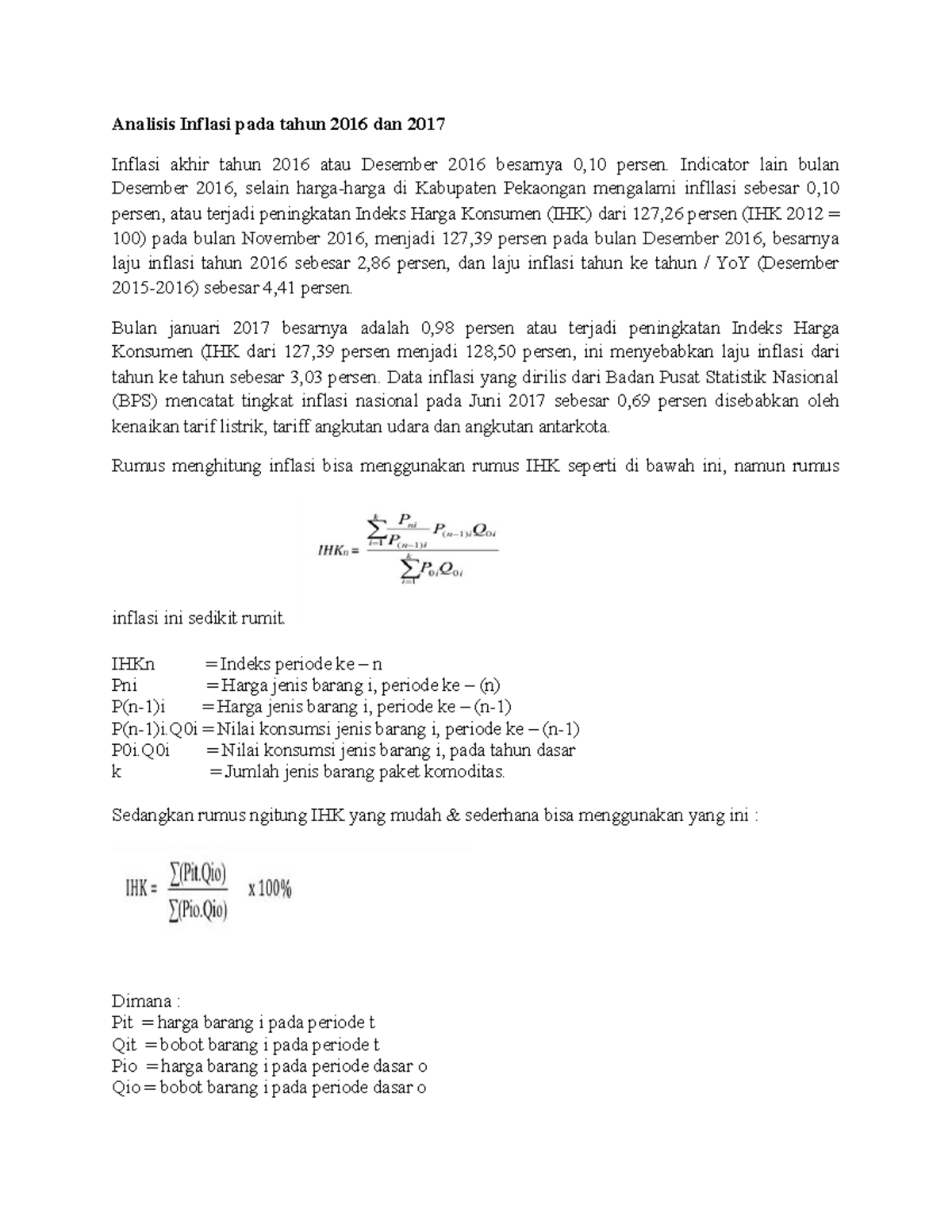 Ekonomi Makro Analisis Inflasi Pada Tahun 2016 Dan 2017 - Analisis ...