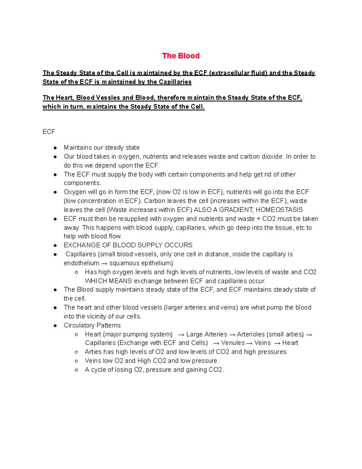 Chapter 18 The Blood The Blood The Steady State of the Cell is