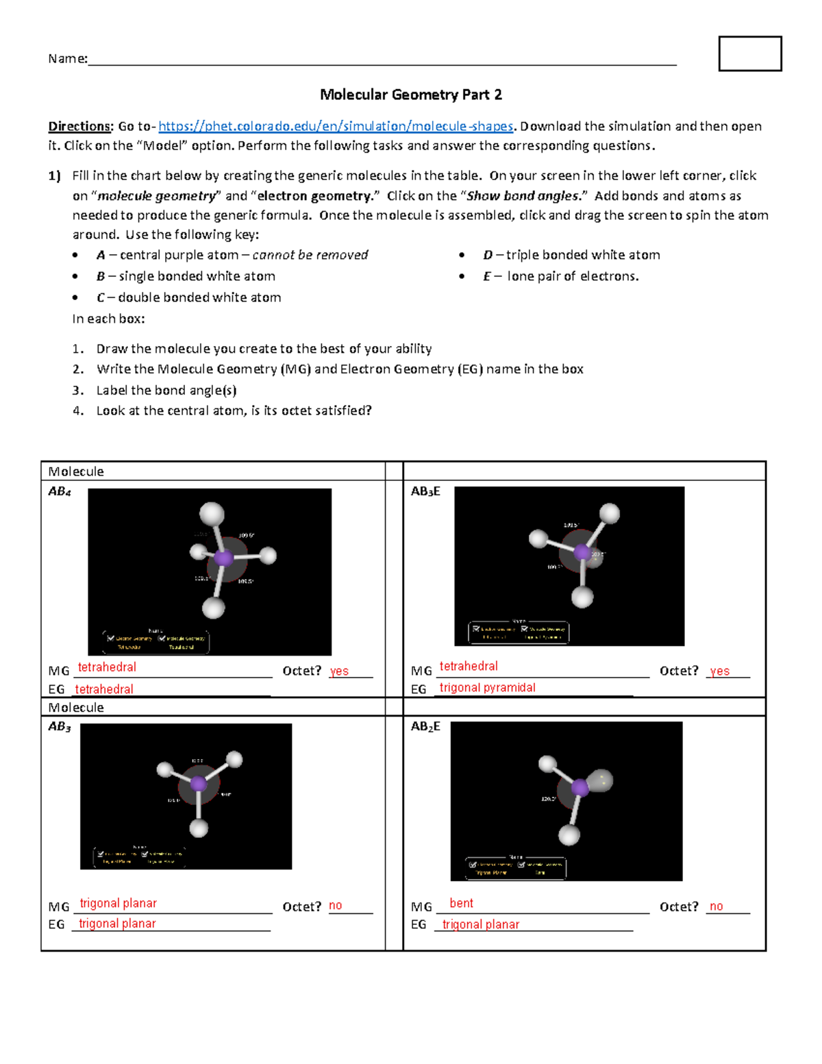 Molecular+Geometry+Simulation+Part+2 - Molecular Geometry Part 2 ...