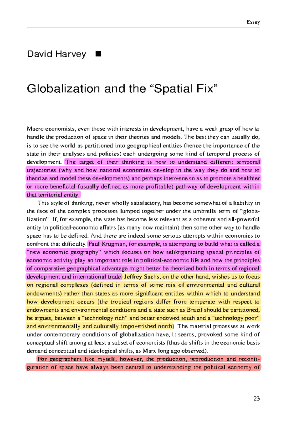 1 2 Harvey On Globalization And Spatial Fix Essay David Harvey 