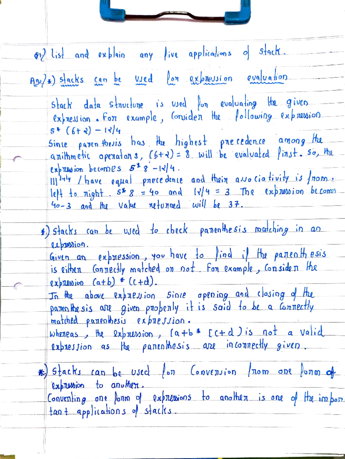 DSA Question BANK Solutions - list and eplain any ive applicaljens Sach ...