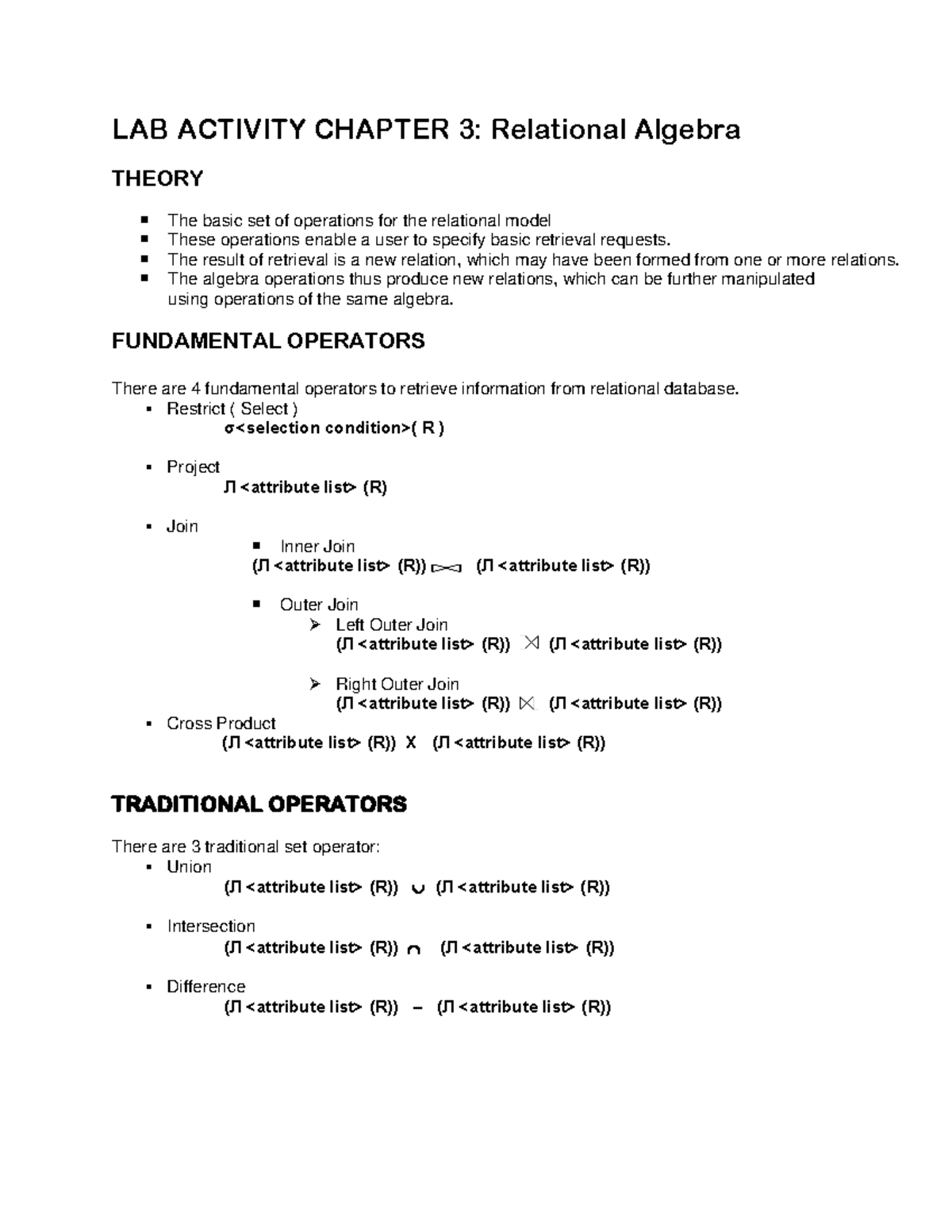 LAB Activity C3 - Learn more - LAB ACTIVITY CHAPTER 3: Relational ...