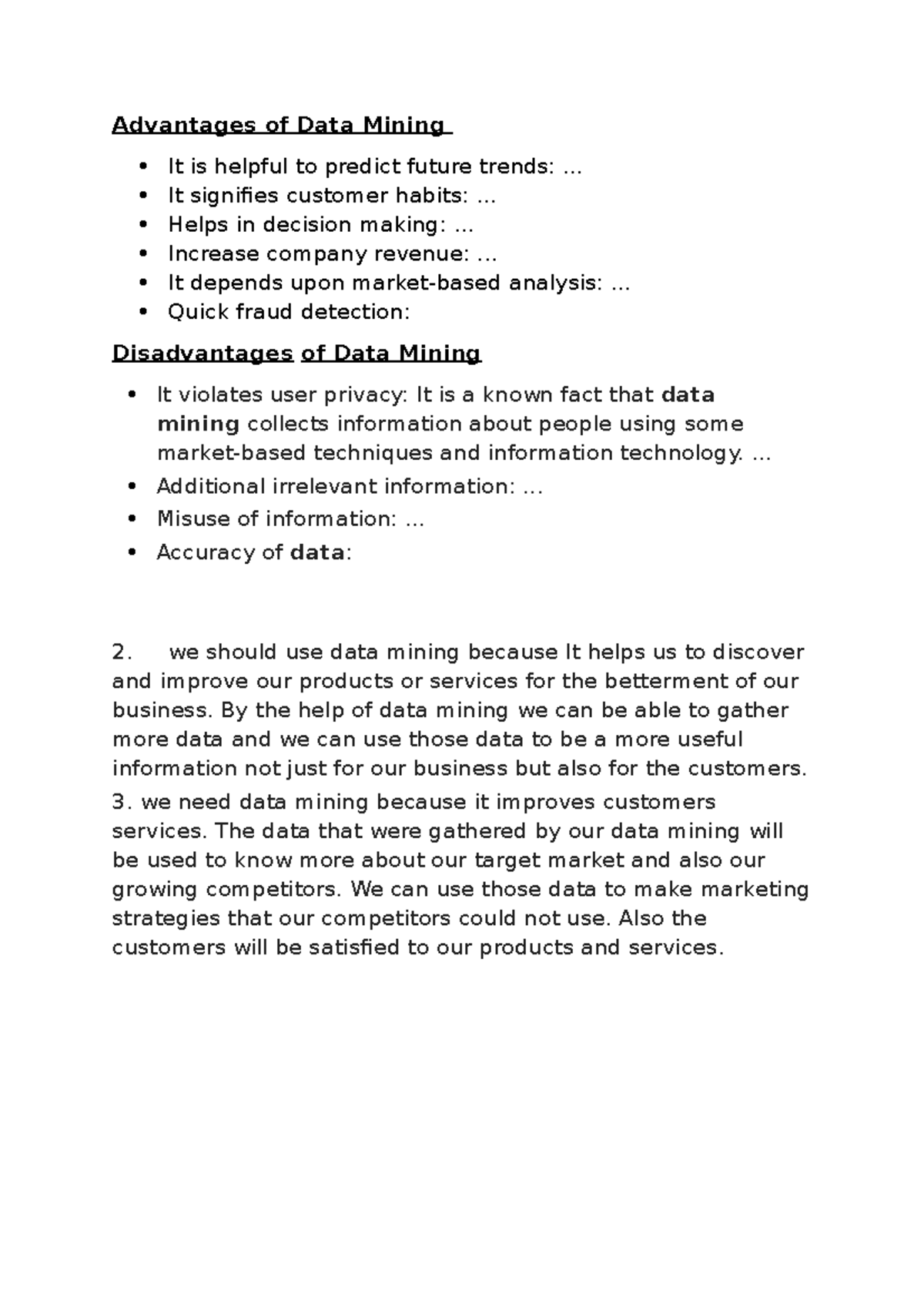 Data mining - notes - Advantages of Data Mining It is helpful to ...