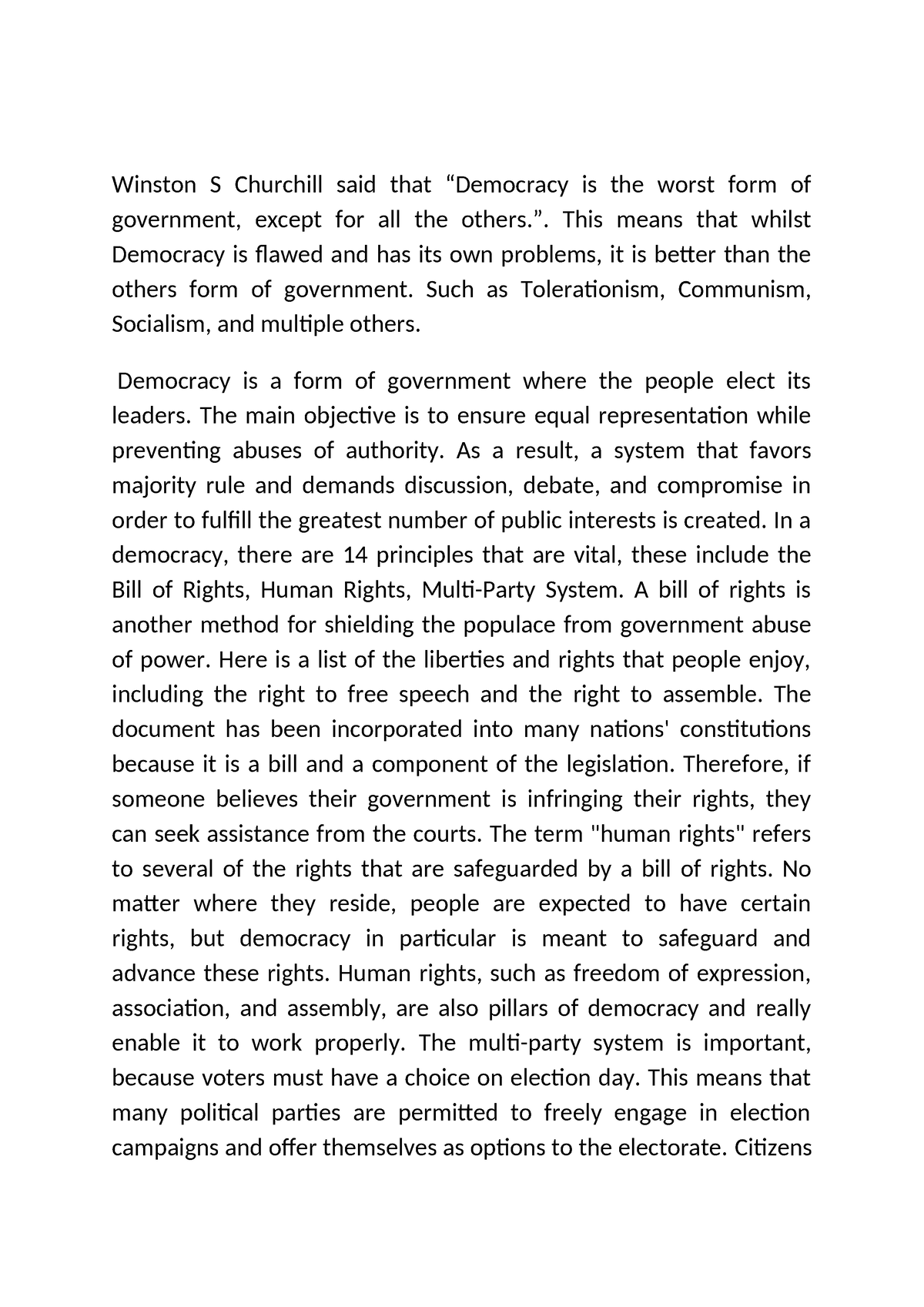 SOK I1.22 M1 - “Democracy is the worst form of government, except for ...