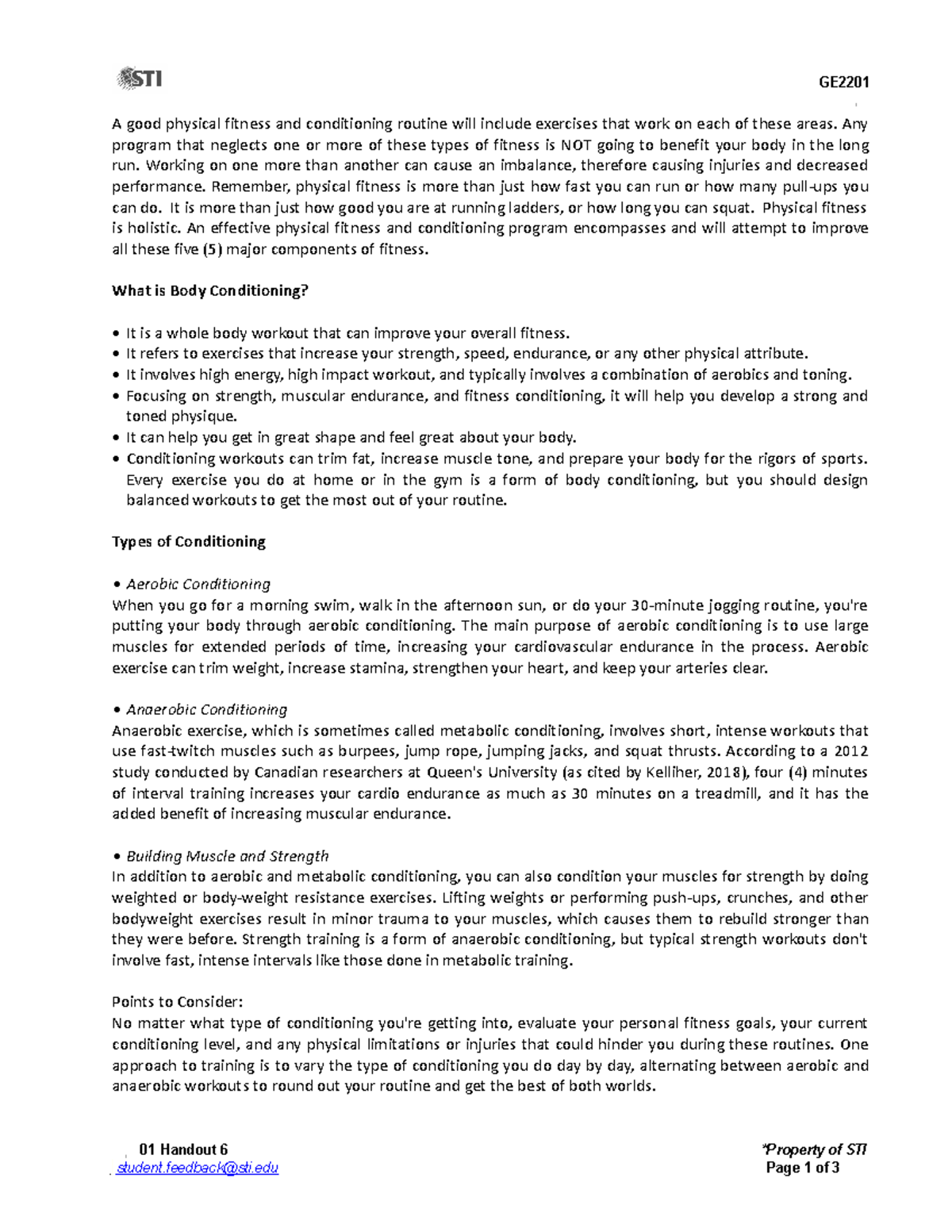 Body-conditioning - Notes - GE A good physical fitness and conditioning ...