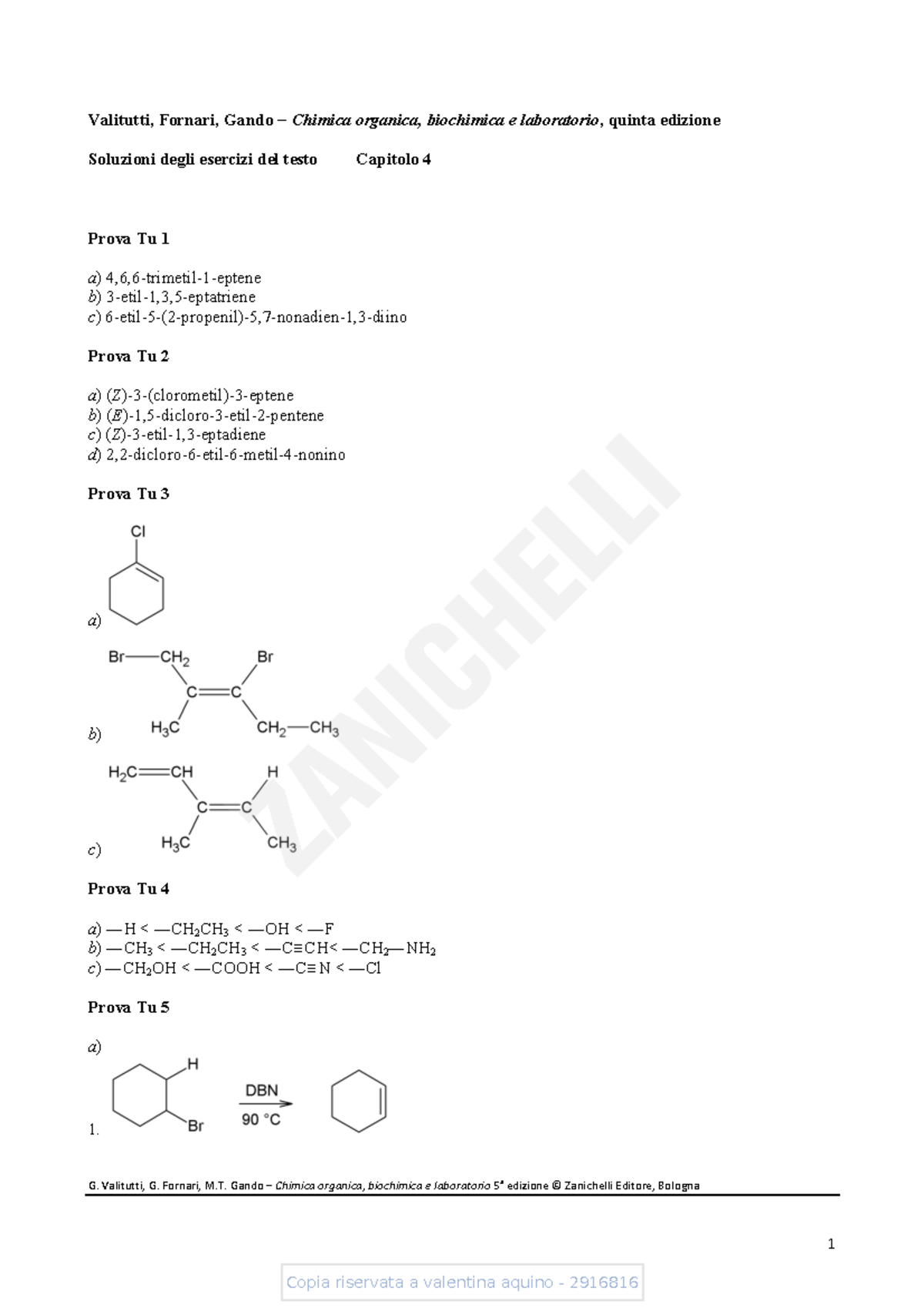 Organica Soluzioni Esercizi Cap4 - 1 Valitutti, Fornari, Gando − ...