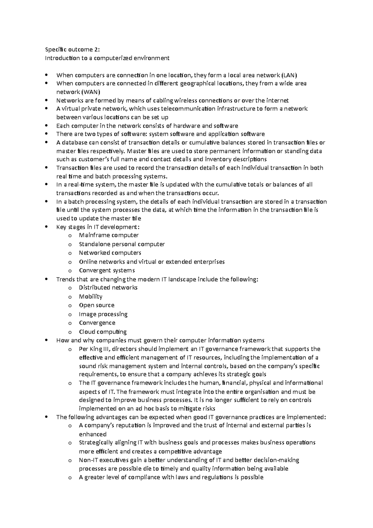 1.2. Introduction to risks and internal controls - Specific outcome to ...