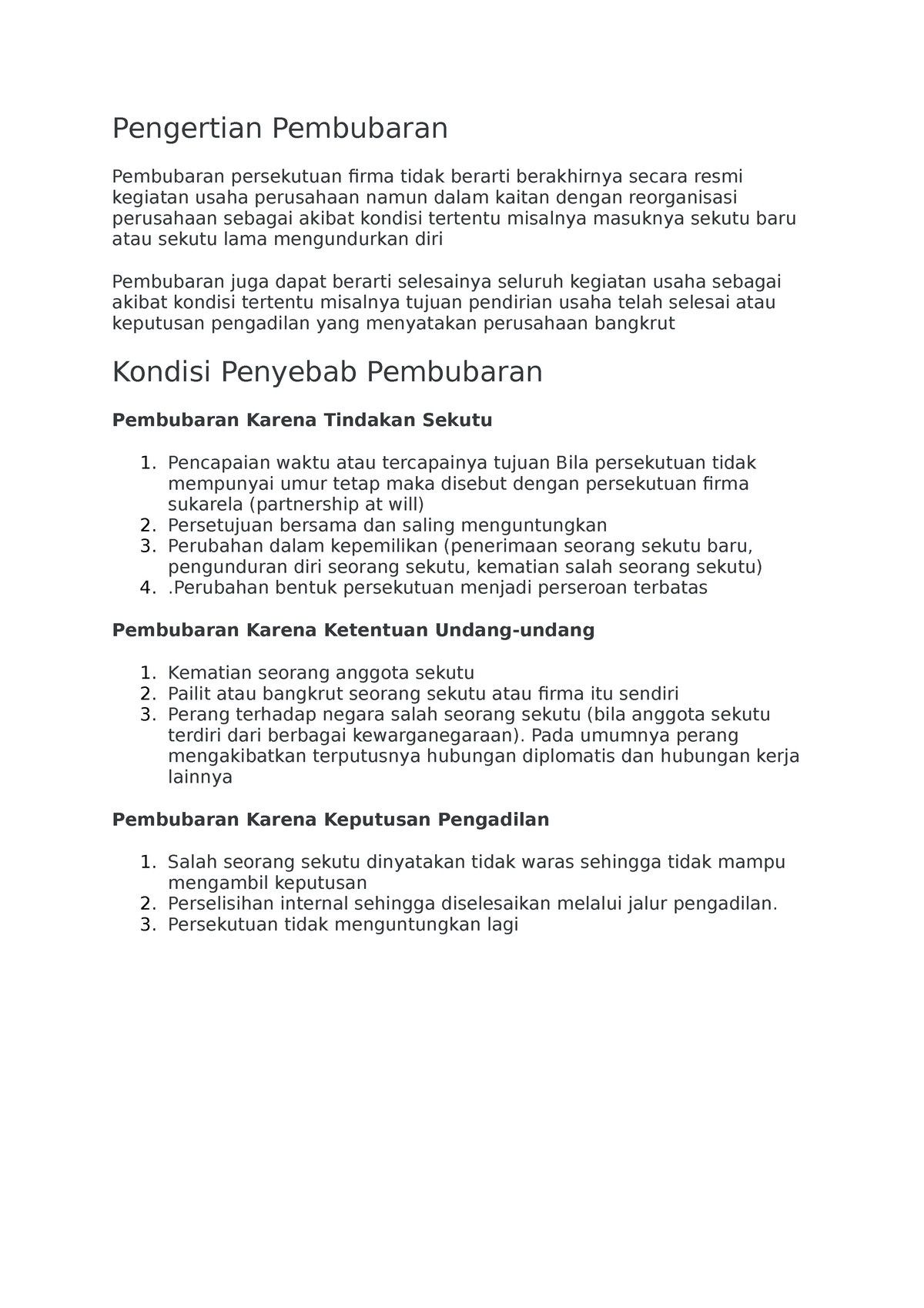 Pembubaran Firma - Pengertian Pembubaran Pembubaran Persekutuan Firma ...