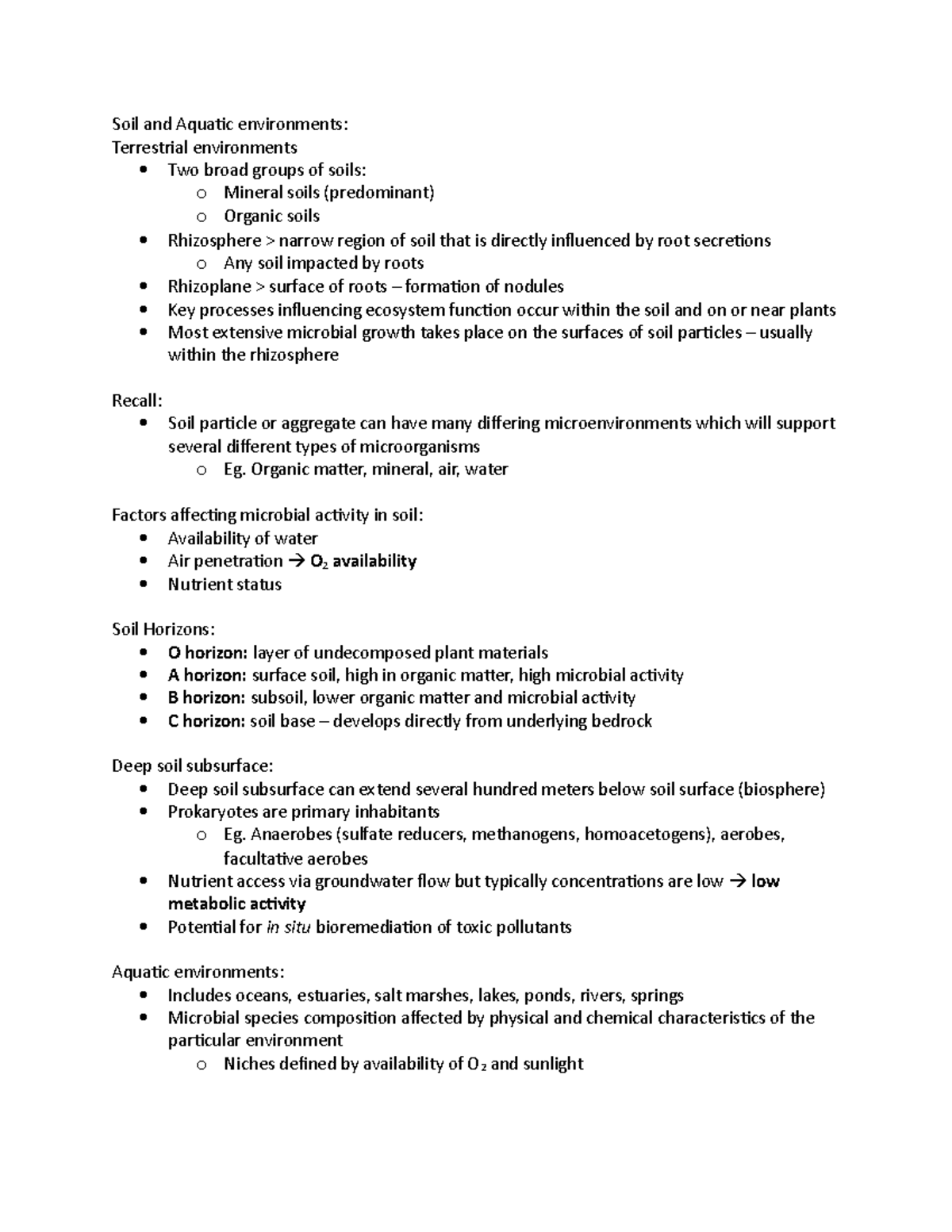 Bioremediation lecture notes - Soil and Aquatic environments ...