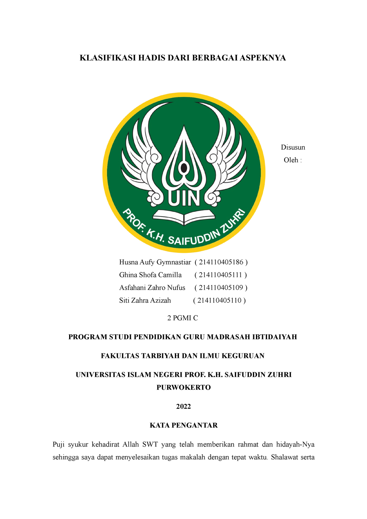 Makalah Kelompok 1 Ulumul Hadits Bentuk - Bentuk Hadis - KLASIFIKASI ...