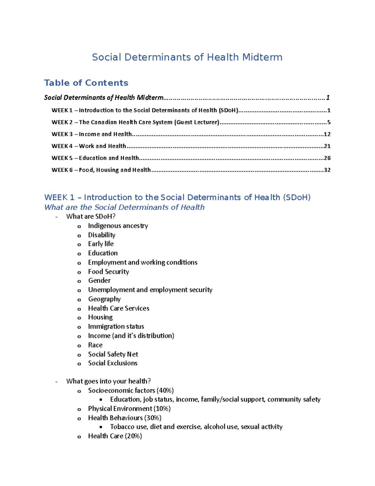 Social Determinants Of Health Midterm Studocu