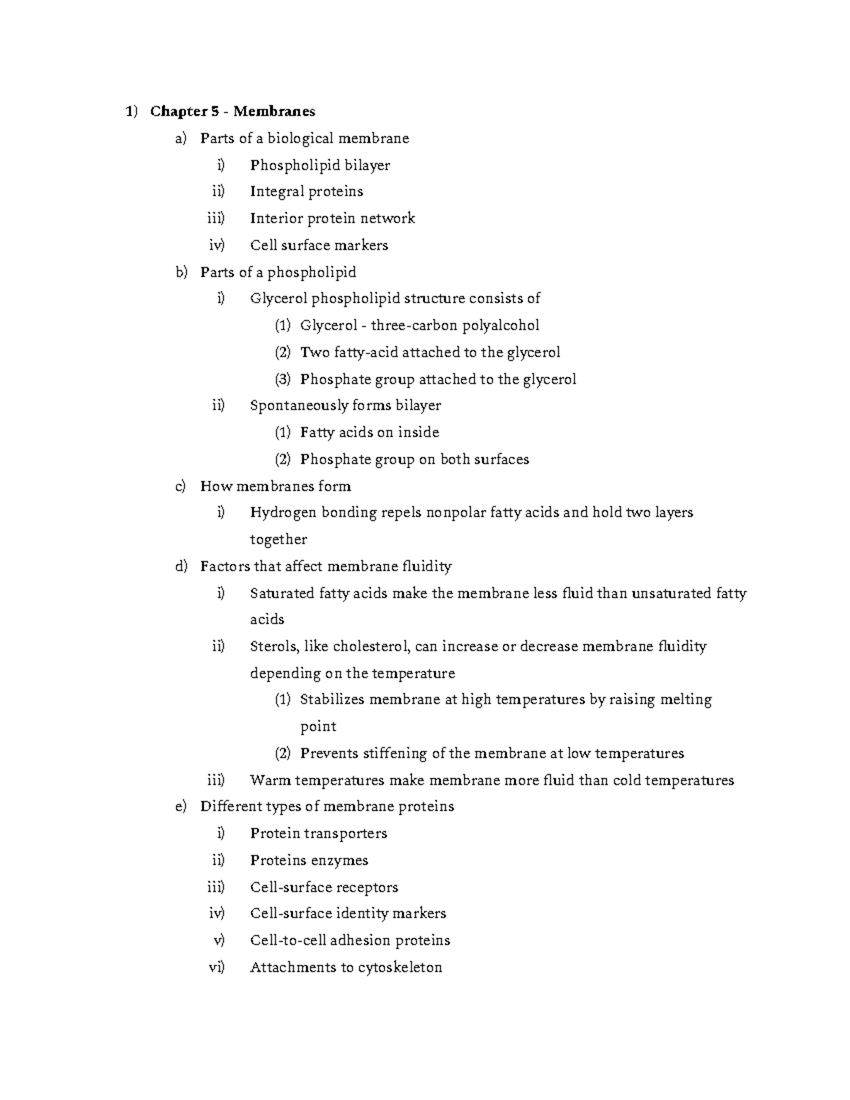 Biology Study Guide - Chapter 5 - Membranes a) Parts of a biological ...