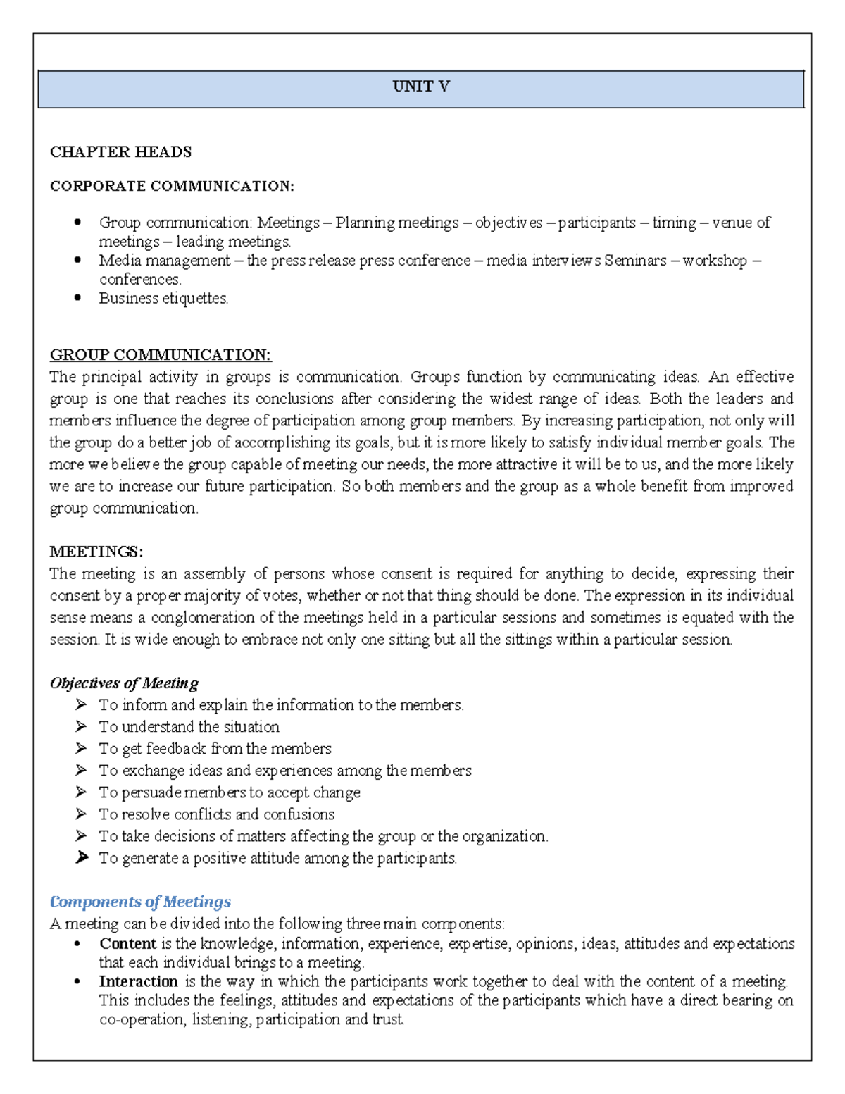 UNIT 5 - Covering Unit 5 inMBA 1st Sem Business Communication ...