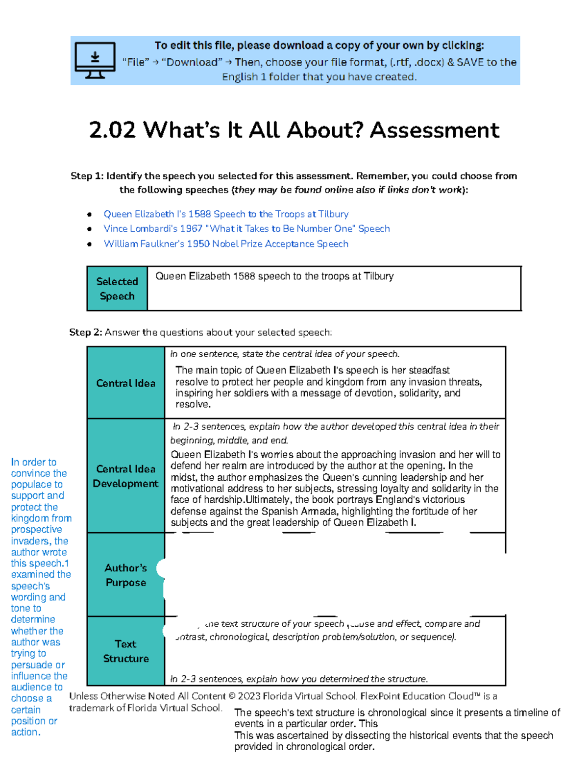 2.02 Eliz - FLVS English Assignment - 2 What’s It All About? Assessment ...