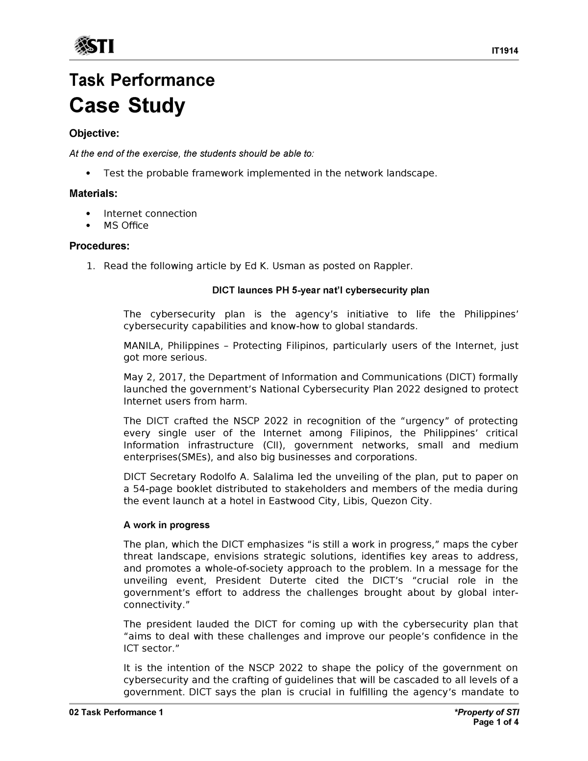 02 Task Performance 1 - Asdf - 02 Task Performance 1 *Property Of STI ...