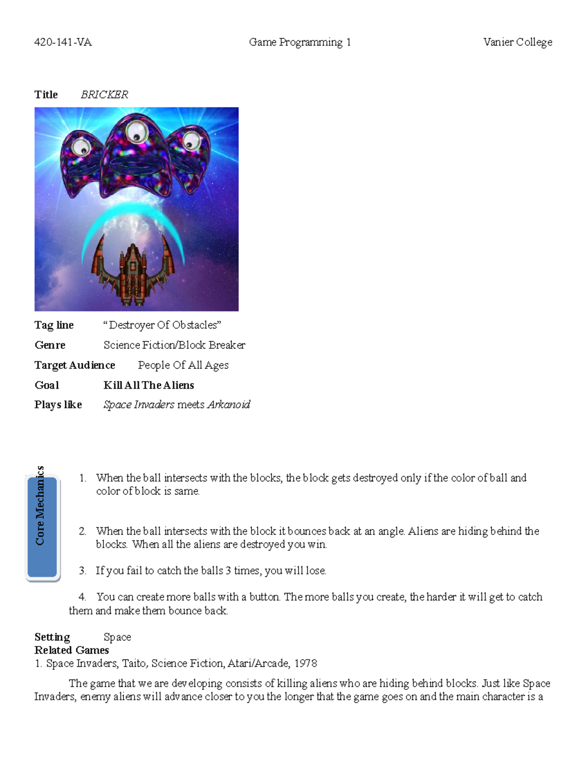 Gameprogpro - Game programming final project proposal - 420-141-VA Game ...