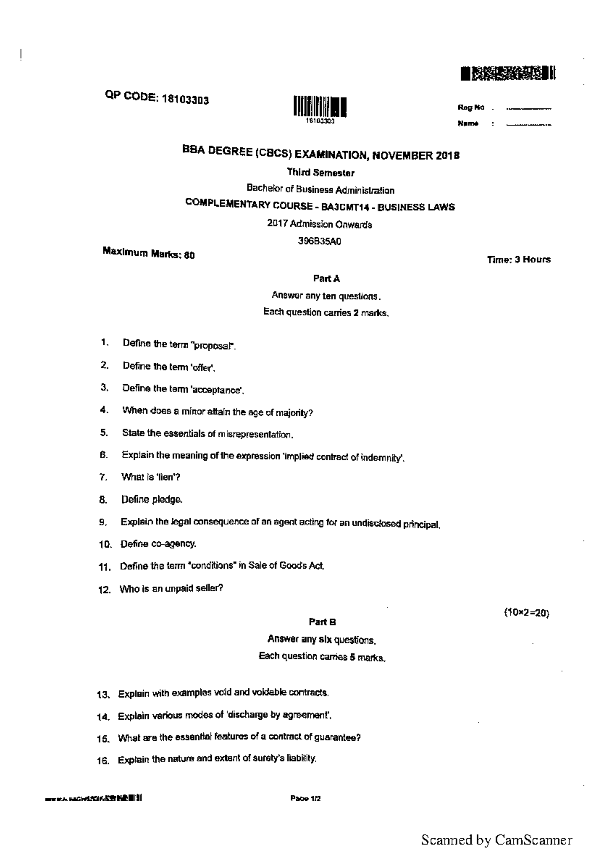 Bba 3 Sem Business Laws 18103303 Nov 2018 Business Law Scanned By Camscanner Scanned By Bba 3 Sem Business Laws 18103303 Nov 2018 Business Law Scanned By Camscanner Scanned By