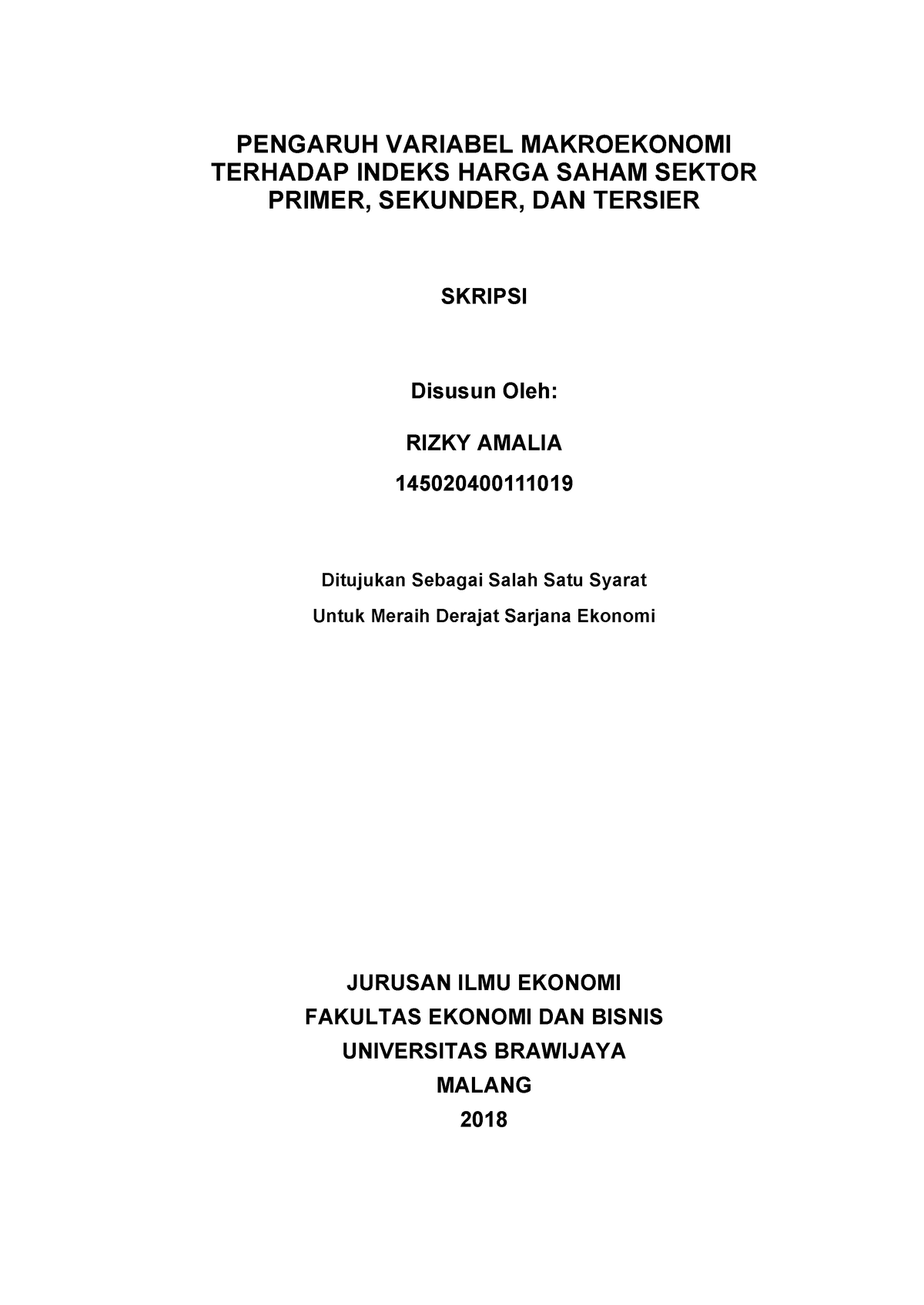 Pengaruh Variabel Makroekonomi Terhadap Indeks Harga Saham Sektor ...