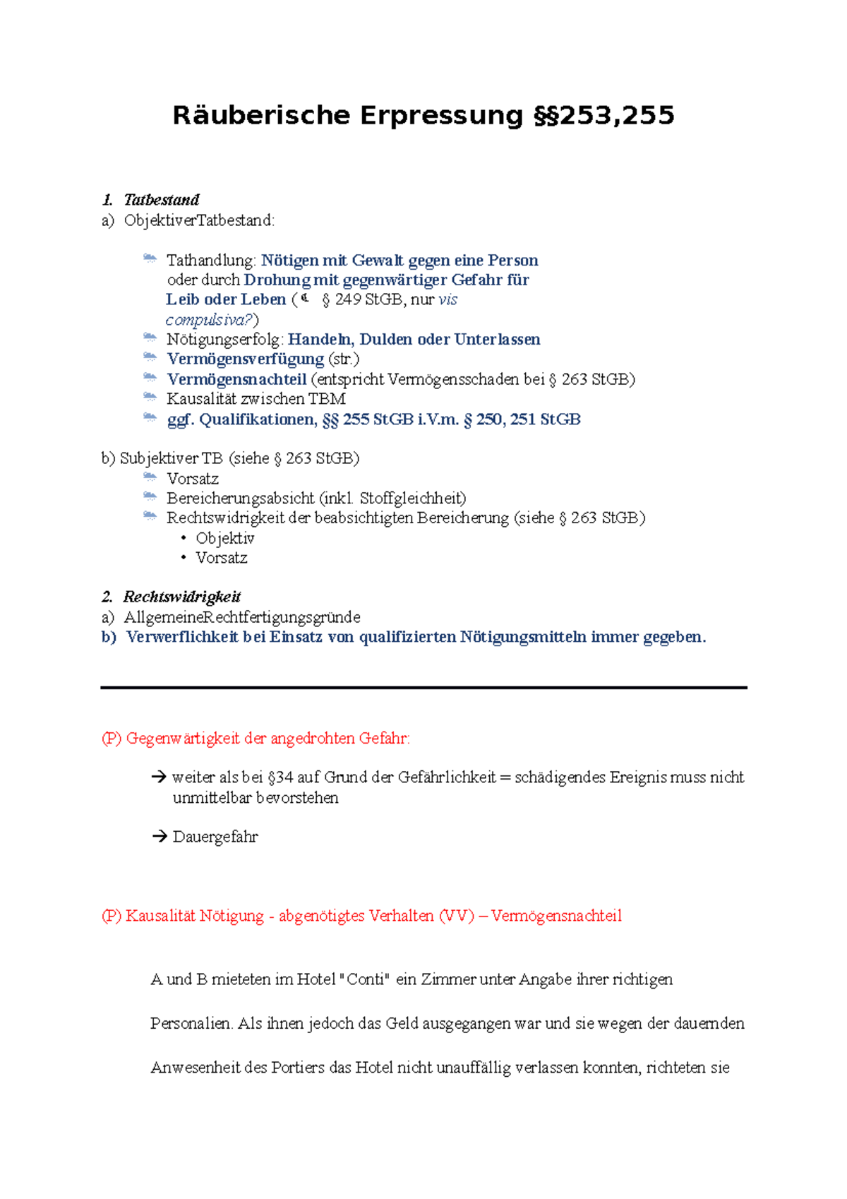 Räuberische Erpressung §253 - Erpressung 1. Tatbestand A ...