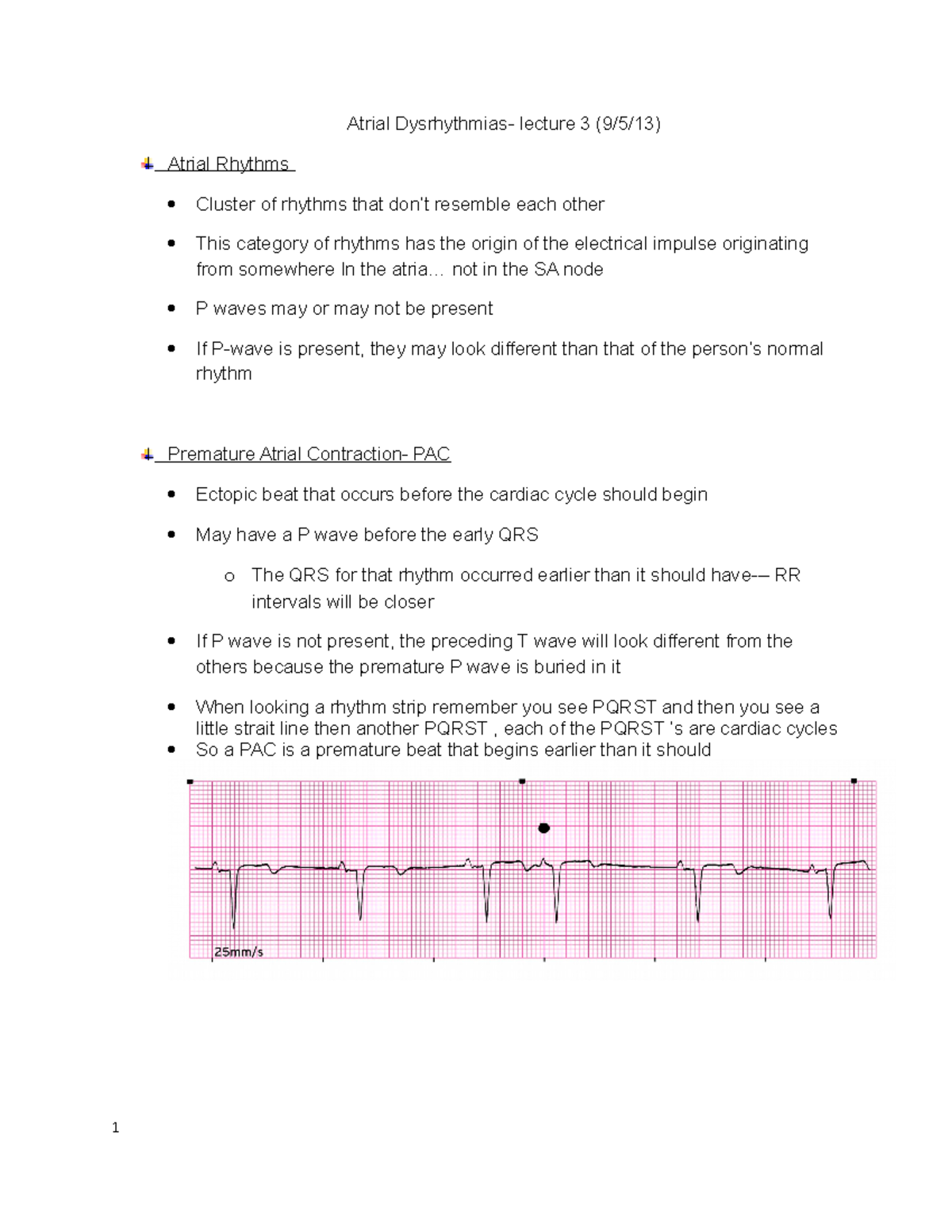 Atrial Dysrhythmias notes-1 - Atrial Dysrhythmias- lecture 3 (9/5/13 ...