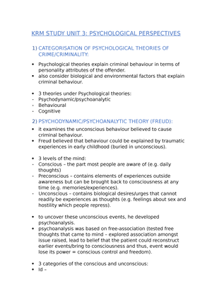 KRM 310 Notes - UNIT 1 THE ROLE OF THEORY Study Outcomes: Define The ...