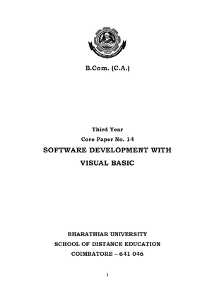 Vb notes-1 - Nil - VISUAL PROGRAMMING 2018 VISUAL PROGRAMMING UNIT I ...