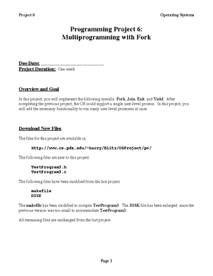 Programming Project 1 - Project 1 Operating Systems Programming Project ...