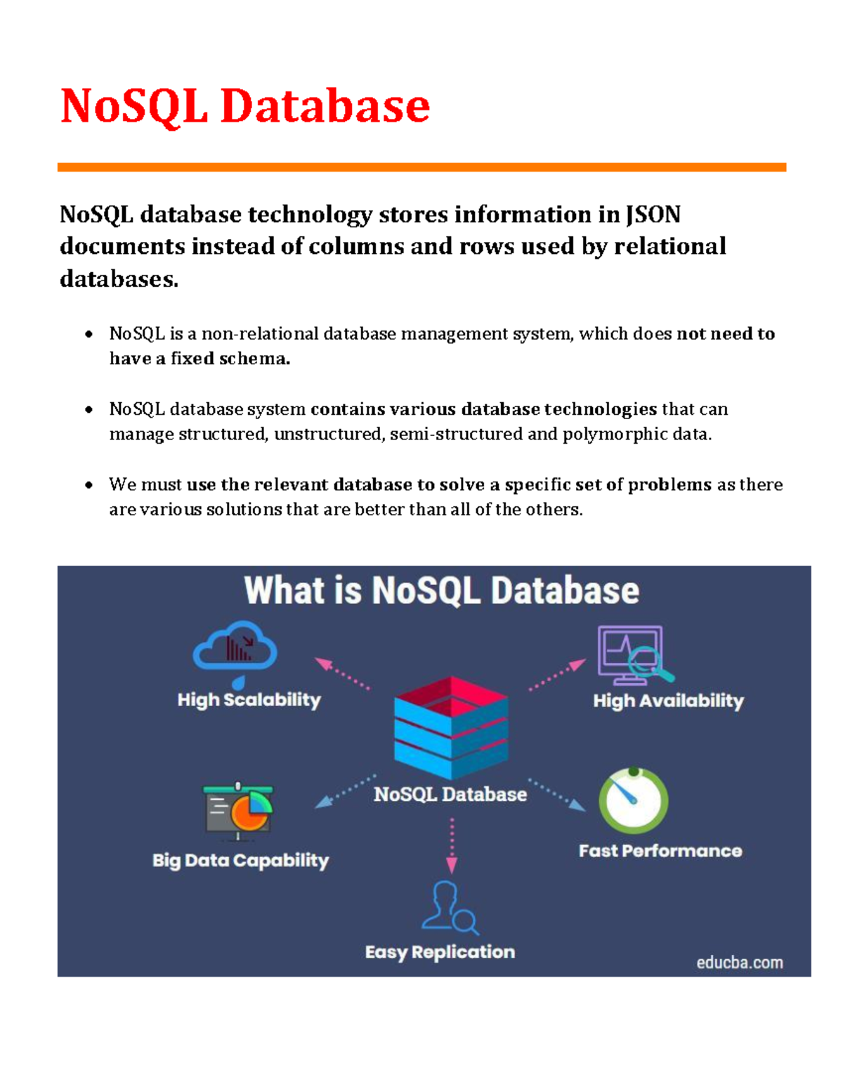 Report on No SQL - NoSQL Database NoSQL database technology stores ...