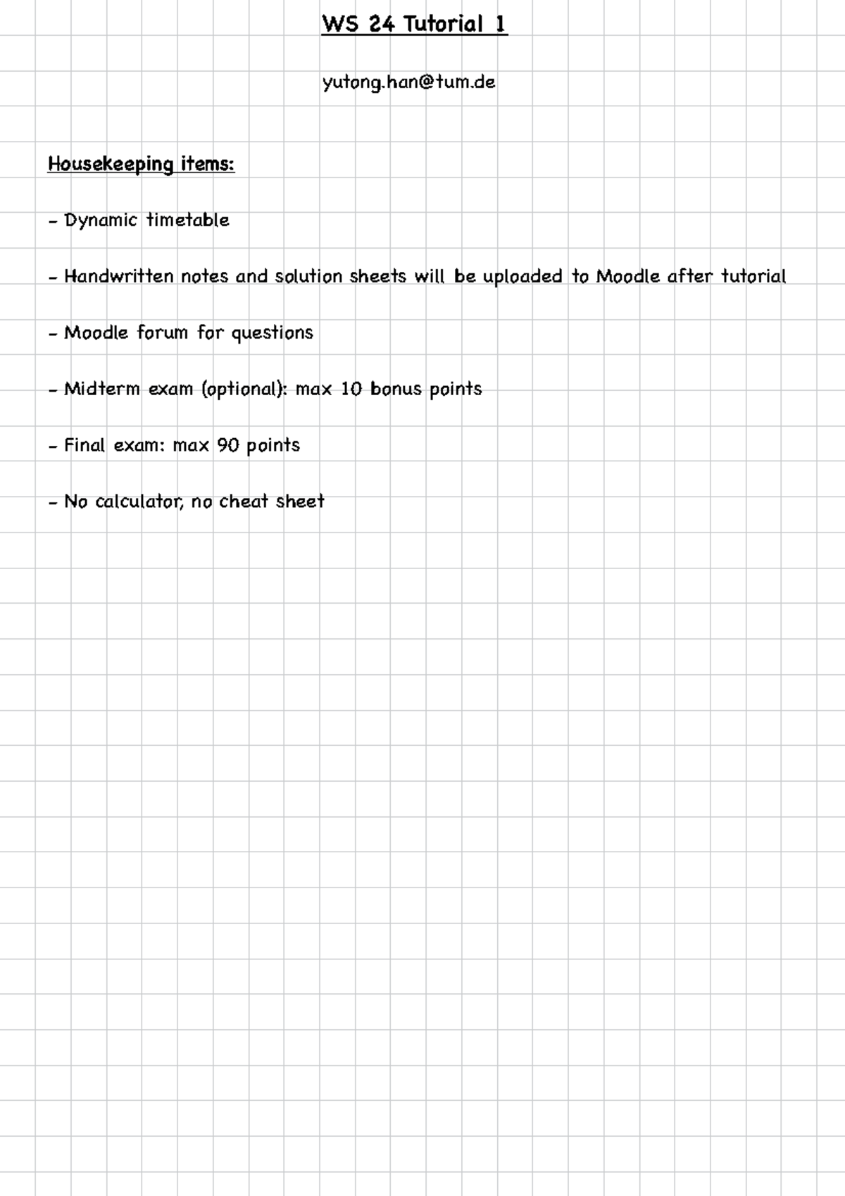 Recap 1 - WS 24 Tutorial 1 yutong@tum Housekeeping items: Dynamic ...