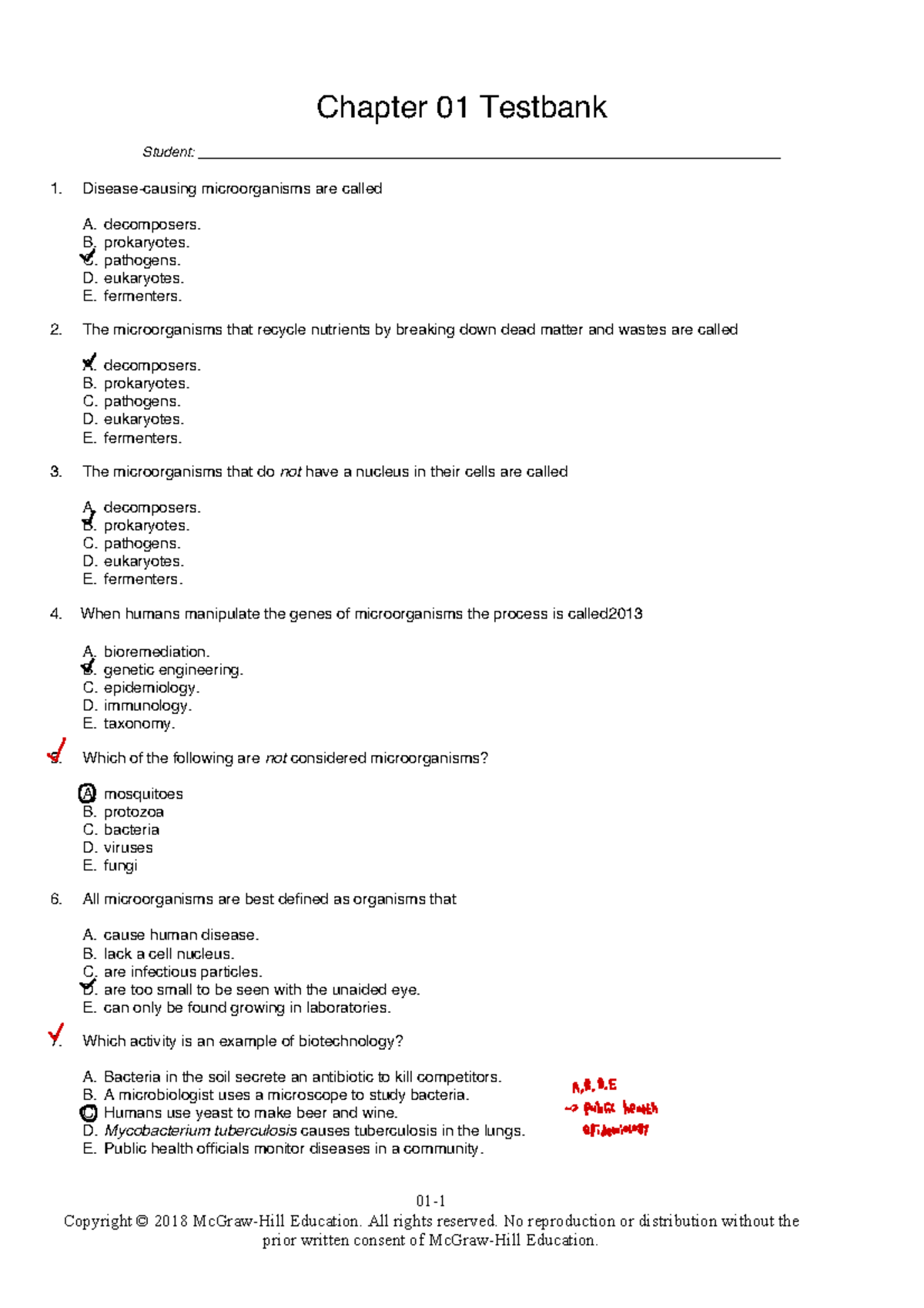 Chapter 01 Test Bank (1) microbiology - 01 - 1 Copyright © 2018 McGraw ...