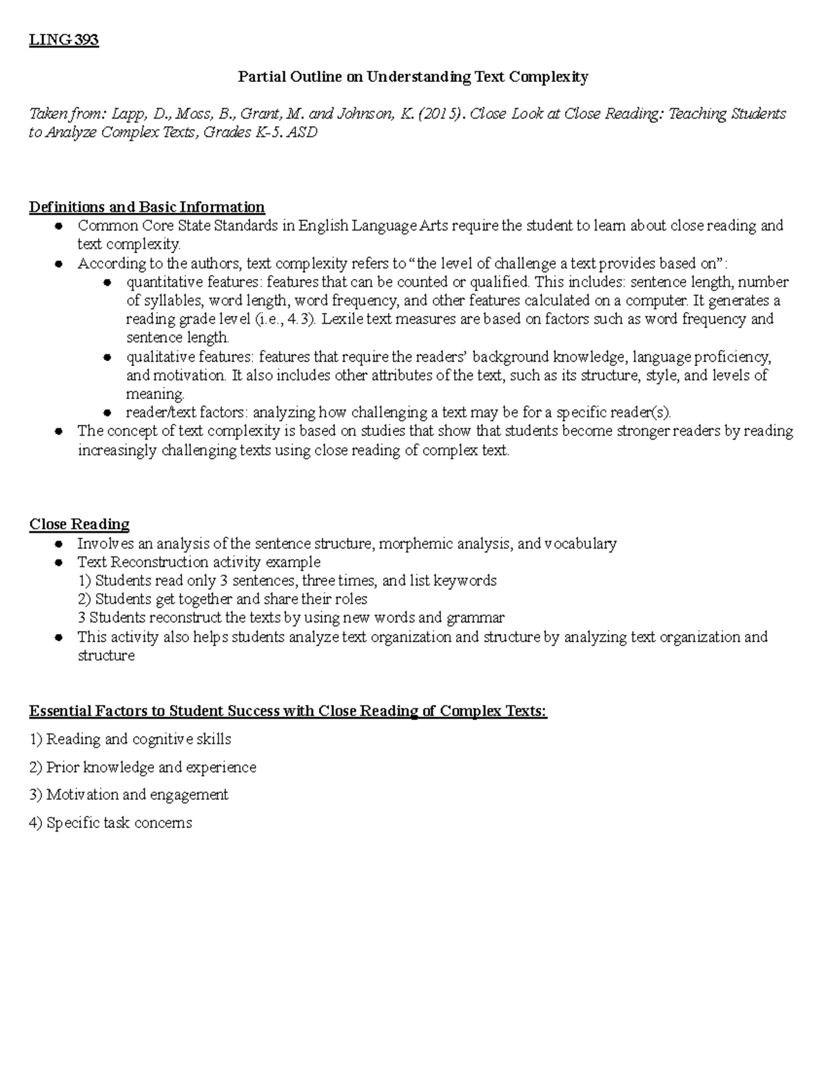 Understanding Text Complexity - , Moss, B., Grant, M. and Johnson, K ...